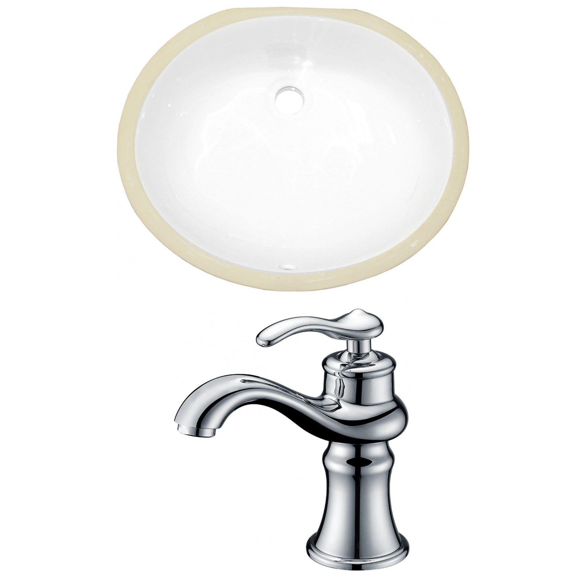 American Imaginations AI-22675 20" White Oval Ceramic Undermount Bathroom Sink Set