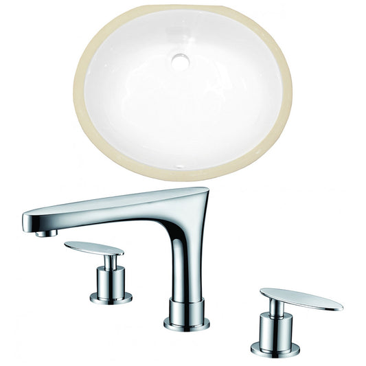 American Imaginations AI-22679 20" White Oval Ceramic Undermount Bathroom Sink Set