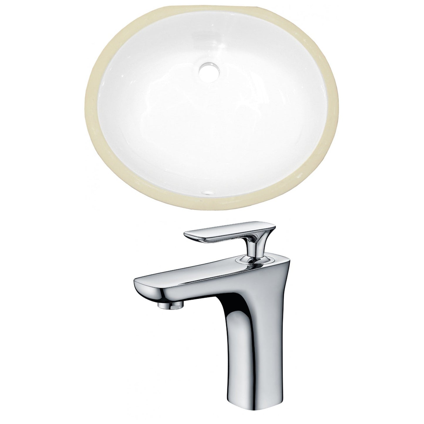 American Imaginations AI-22680 20" White Oval Ceramic Undermount Bathroom Sink Set