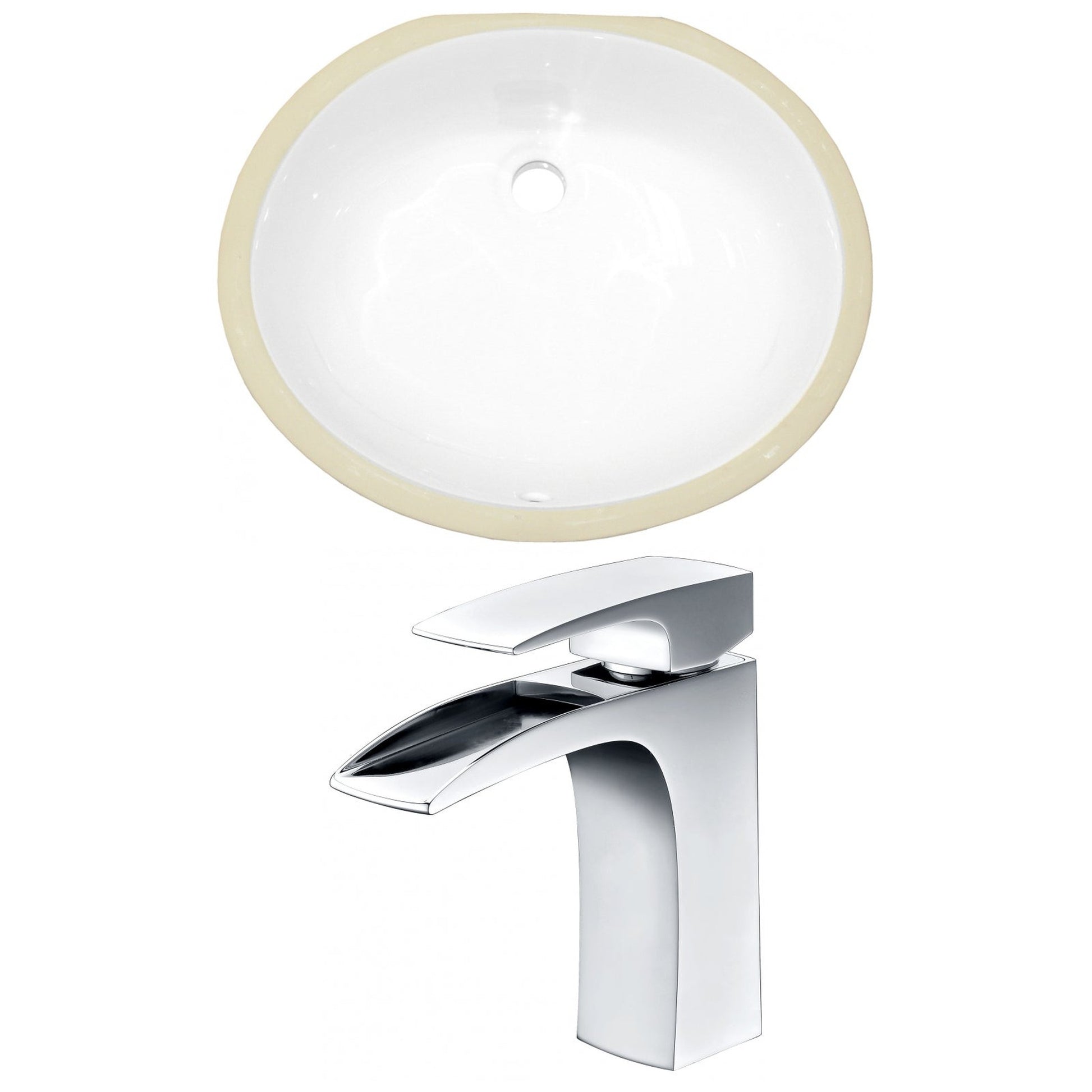 American Imaginations AI-22681 20" White Oval Ceramic Undermount Bathroom Sink Set