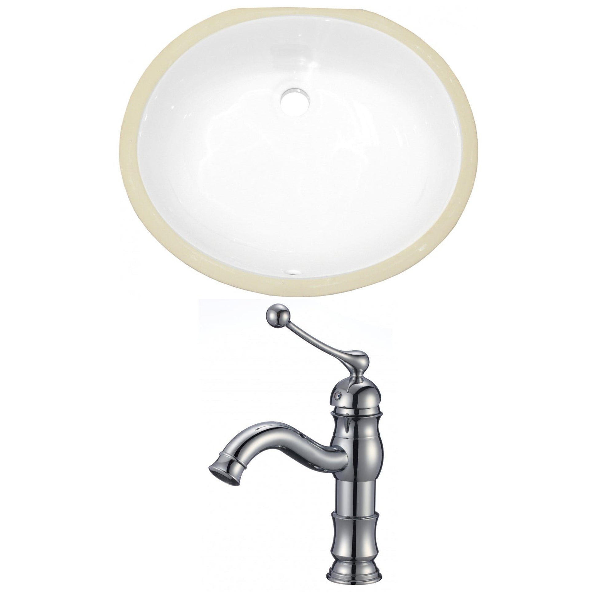 American Imaginations AI-22685 20" White Oval Ceramic Undermount Bathroom Sink Set