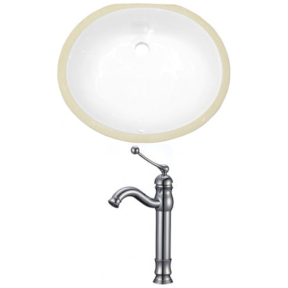 American Imaginations AI-22686 20" White Oval Ceramic Undermount Bathroom Sink Set