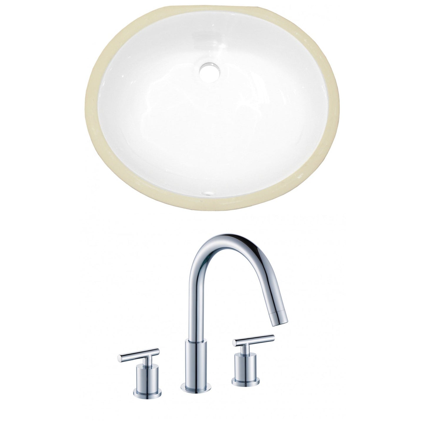 American Imaginations AI-22688 20" White Oval Ceramic Undermount Bathroom Sink Set