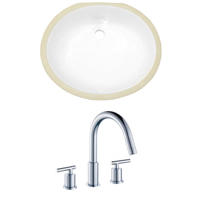 American Imaginations AI-22688 20" White Oval Ceramic Undermount Bathroom Sink Set