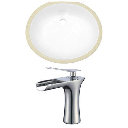 American Imaginations AI-22689 20" White Oval Ceramic Undermount Bathroom Sink Set