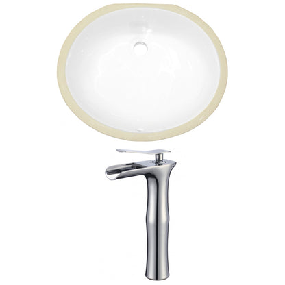 American Imaginations AI-22690 20" White Oval Ceramic Undermount Bathroom Sink Set