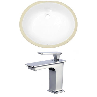 American Imaginations AI-22691 20" White Oval Ceramic Undermount Bathroom Sink Set