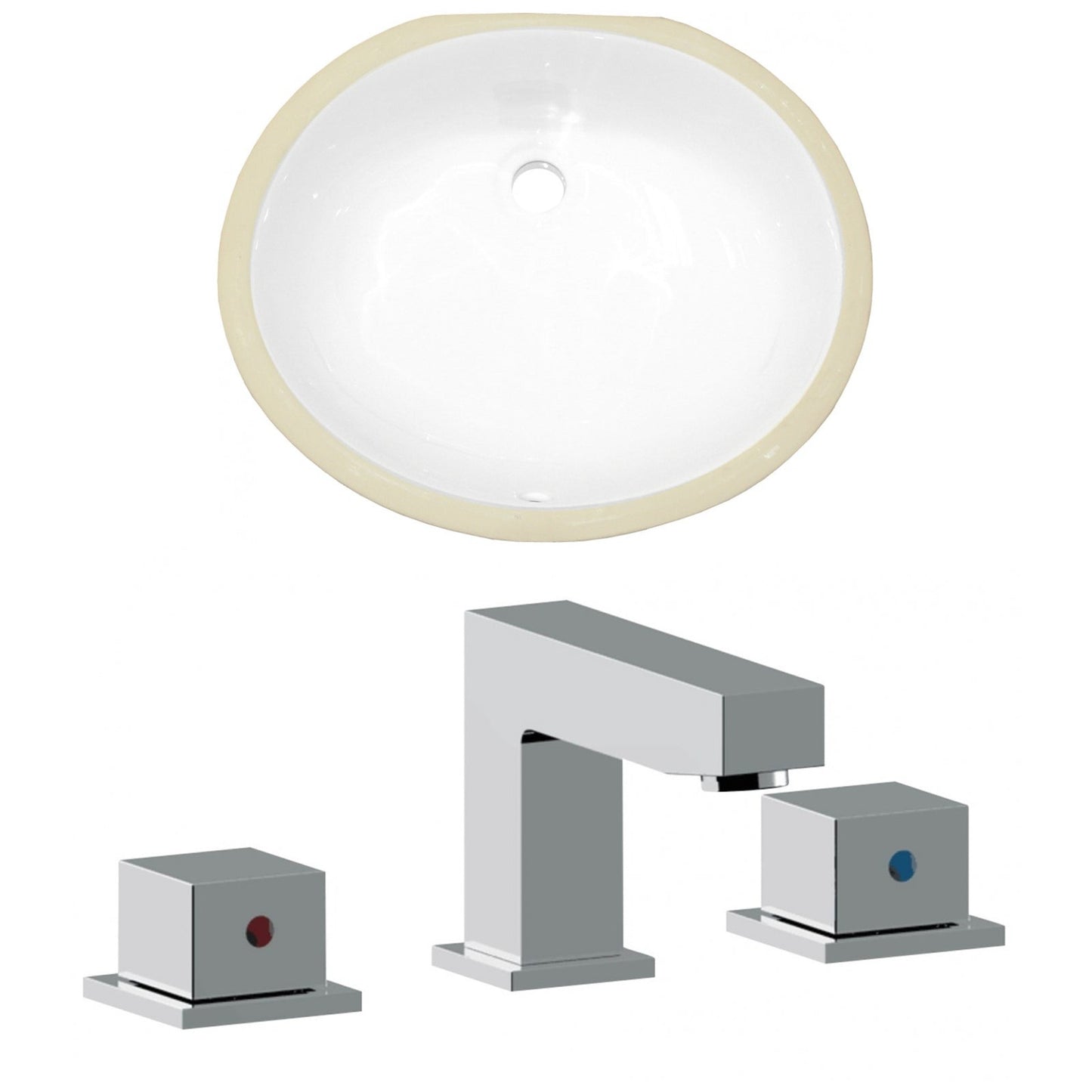 American Imaginations AI-22693 20" White Oval Ceramic Undermount Bathroom Sink Set