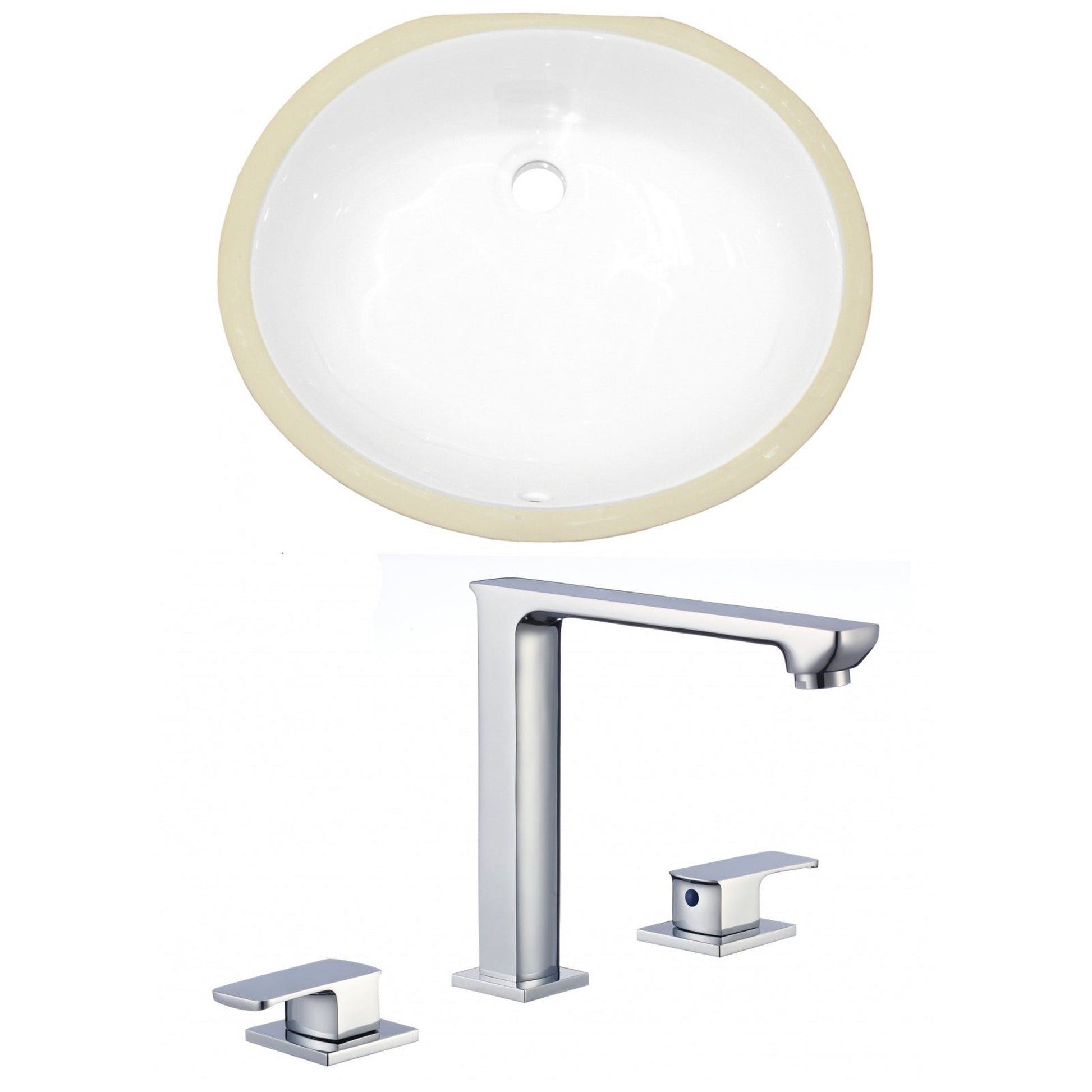 American Imaginations AI-22694 20" White Oval Ceramic Undermount Bathroom Sink Set