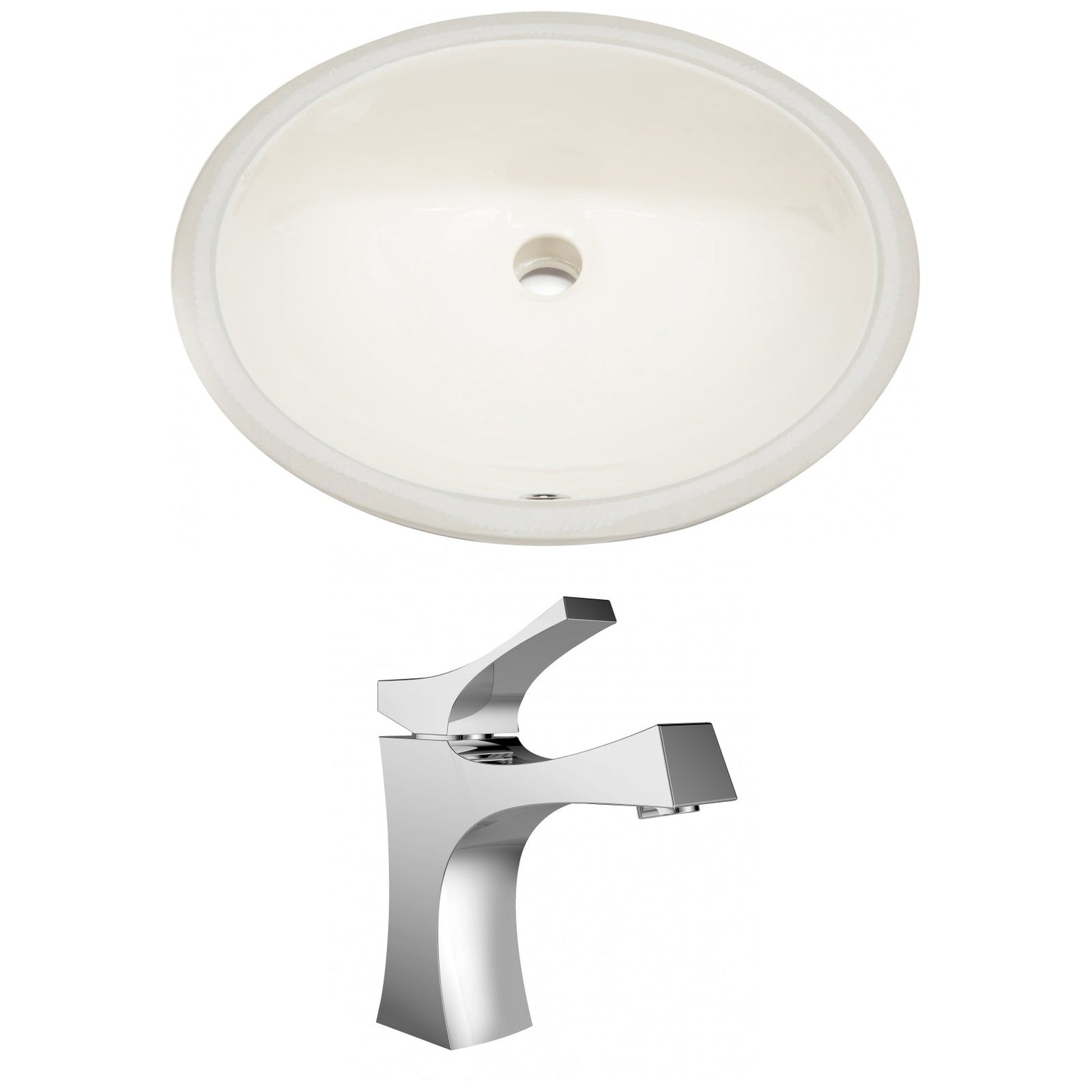 American Imaginations AI-22695 20" Biscuit Oval Ceramic Undermount Bathroom Sink Set