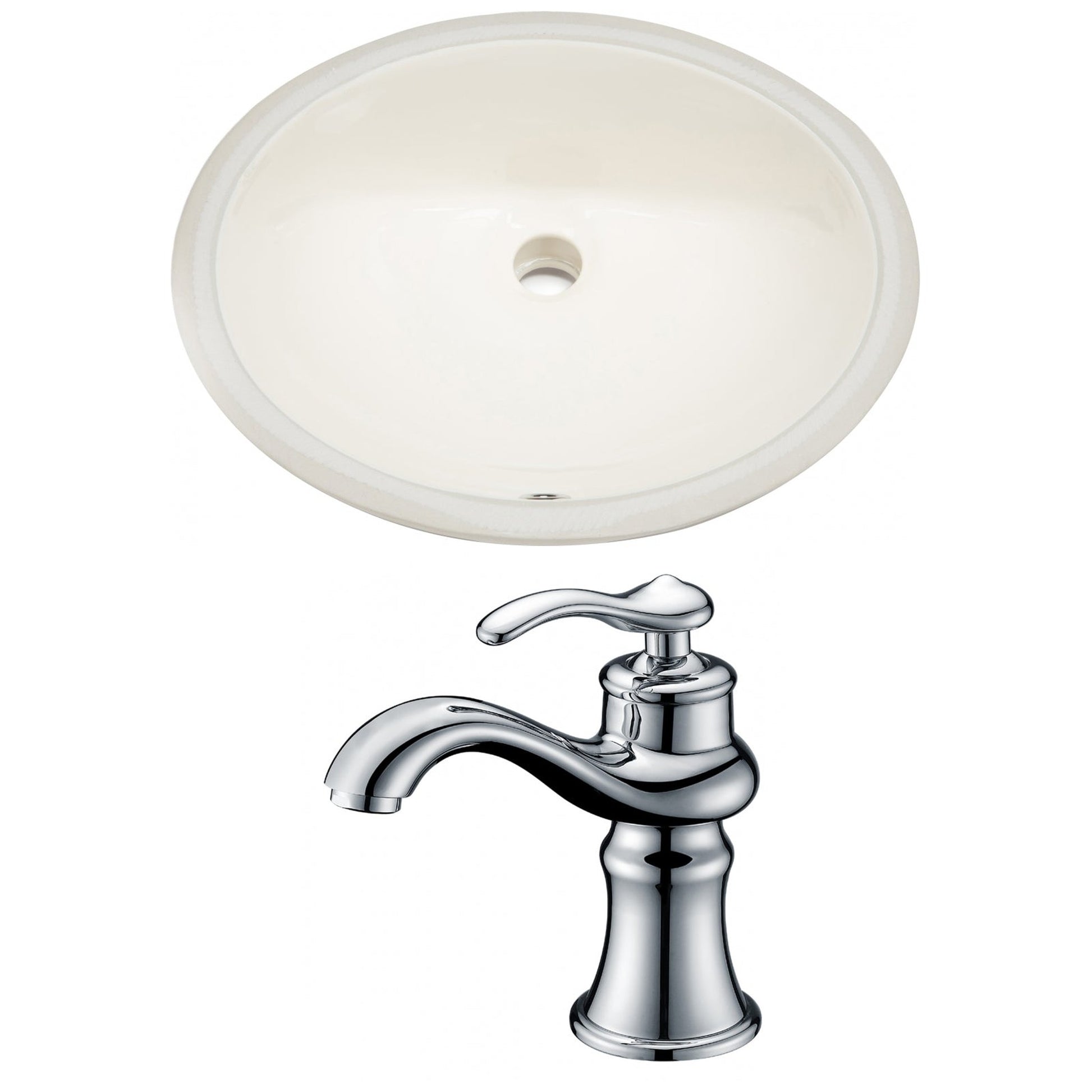 American Imaginations AI-22697 20" Biscuit Oval Ceramic Undermount Bathroom Sink Set