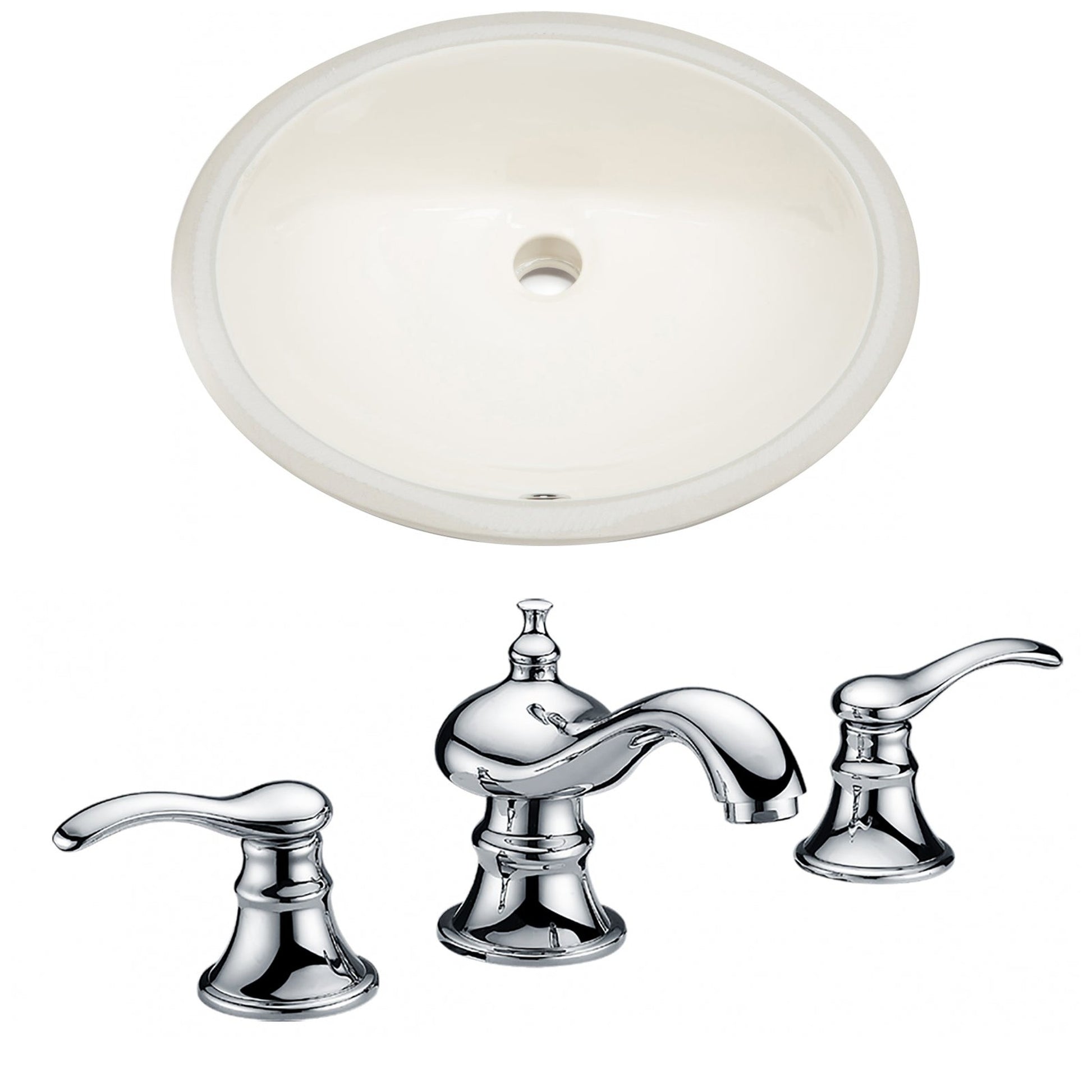 American Imaginations AI-22699 20" Biscuit Oval Ceramic Undermount Bathroom Sink Set