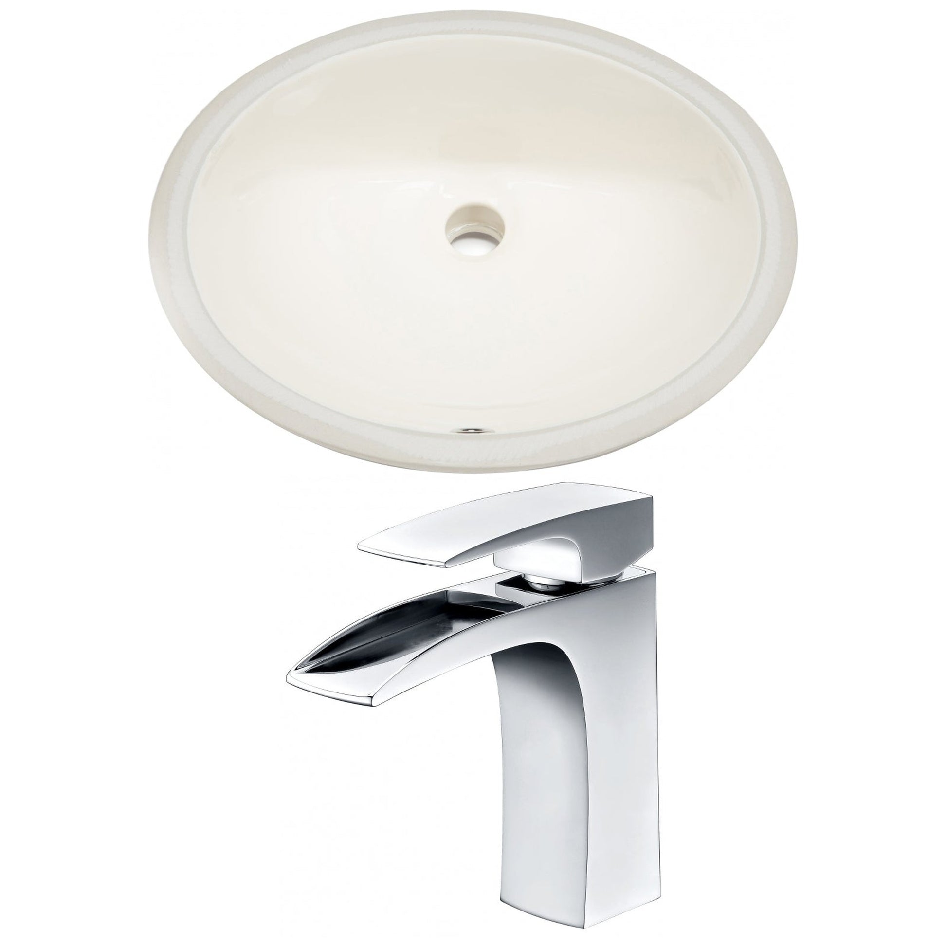 American Imaginations AI-22703 20" Biscuit Oval Ceramic Undermount Bathroom Sink Set
