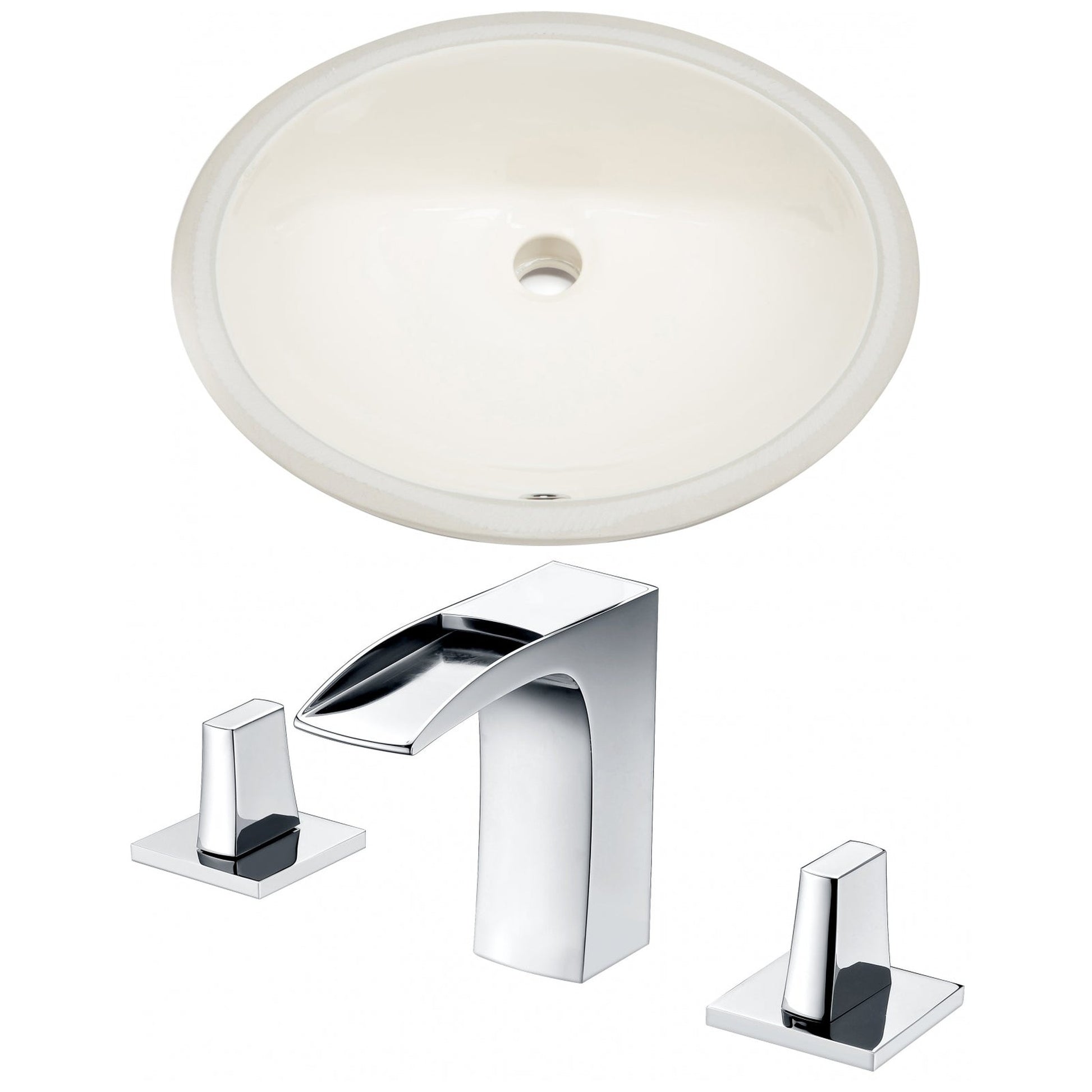 American Imaginations AI-22704 20" Biscuit Oval Ceramic Undermount Bathroom Sink Set
