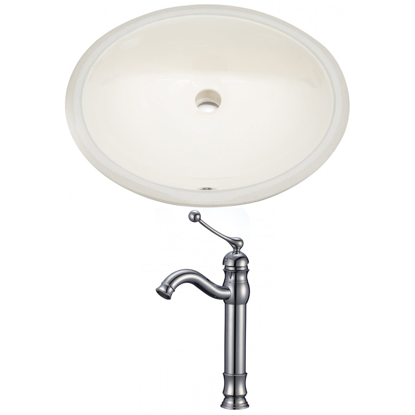 American Imaginations AI-22708 20" Biscuit Oval Ceramic Undermount Bathroom Sink Set
