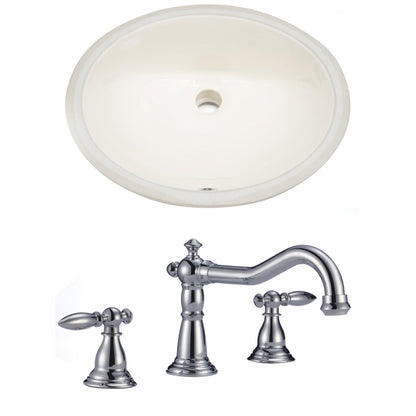 American Imaginations AI-22709 20" Biscuit Oval Ceramic Undermount Bathroom Sink Set