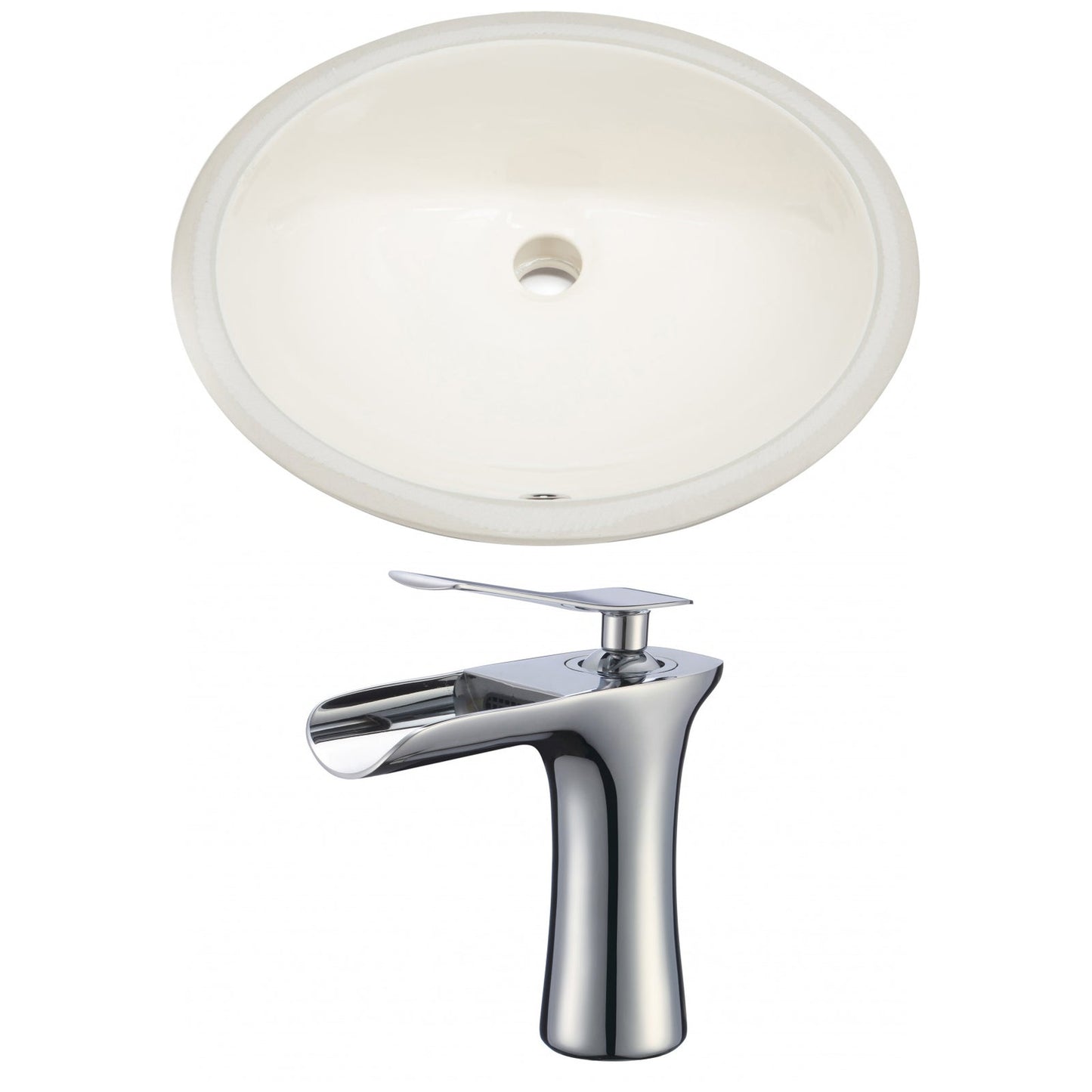 American Imaginations AI-22711 20" Biscuit Oval Ceramic Undermount Bathroom Sink Set