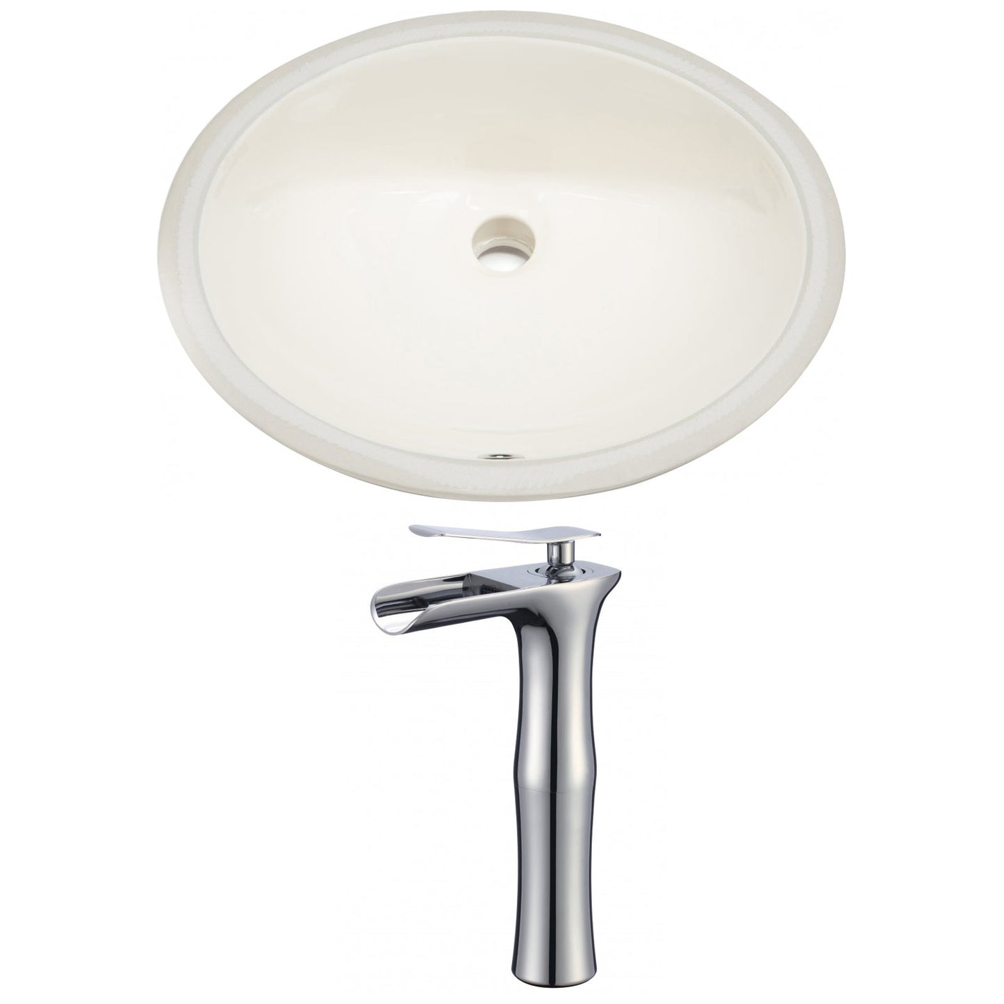 American Imaginations AI-22712 20" Biscuit Oval Ceramic Undermount Bathroom Sink Set