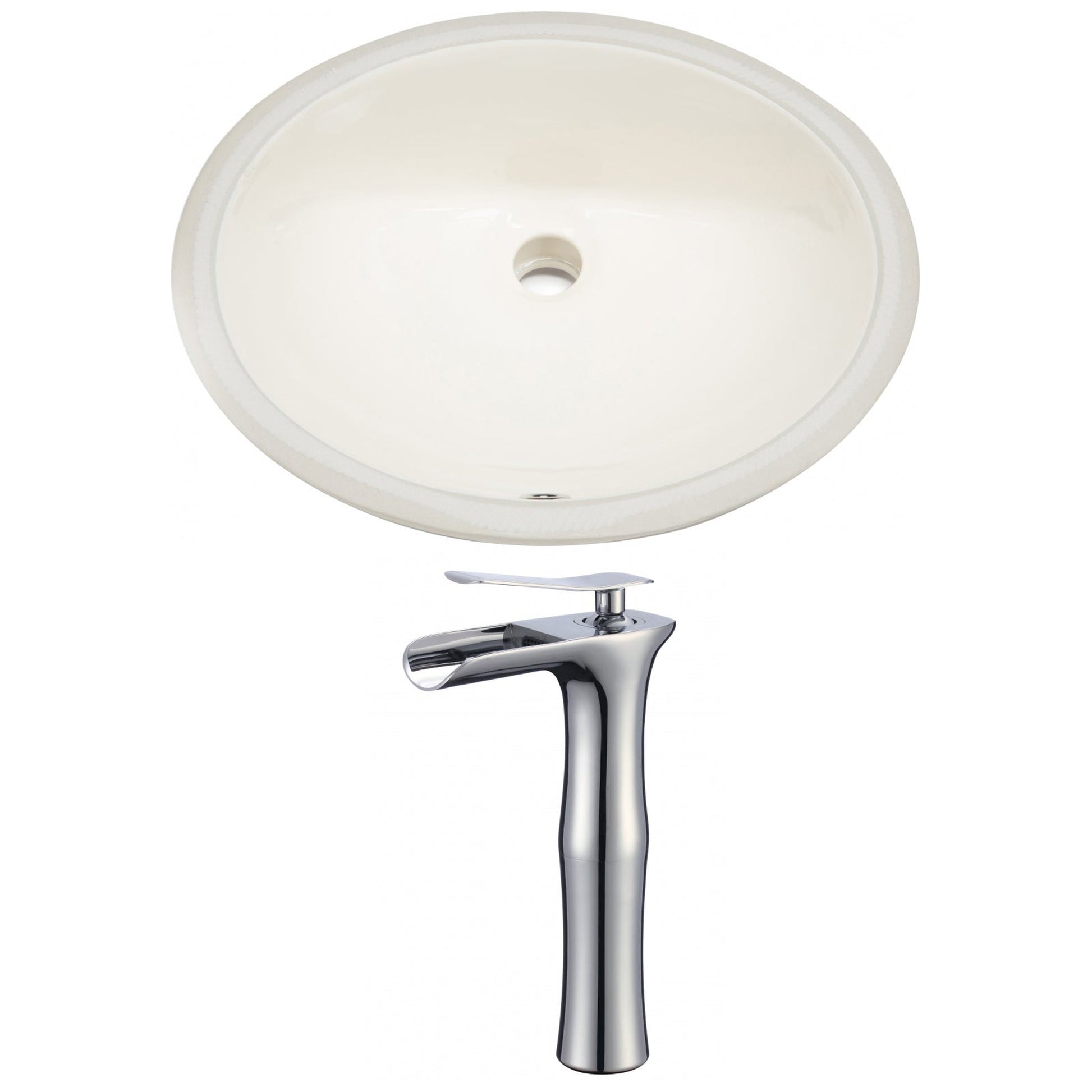 American Imaginations AI-22712 20" Biscuit Oval Ceramic Undermount Bathroom Sink Set