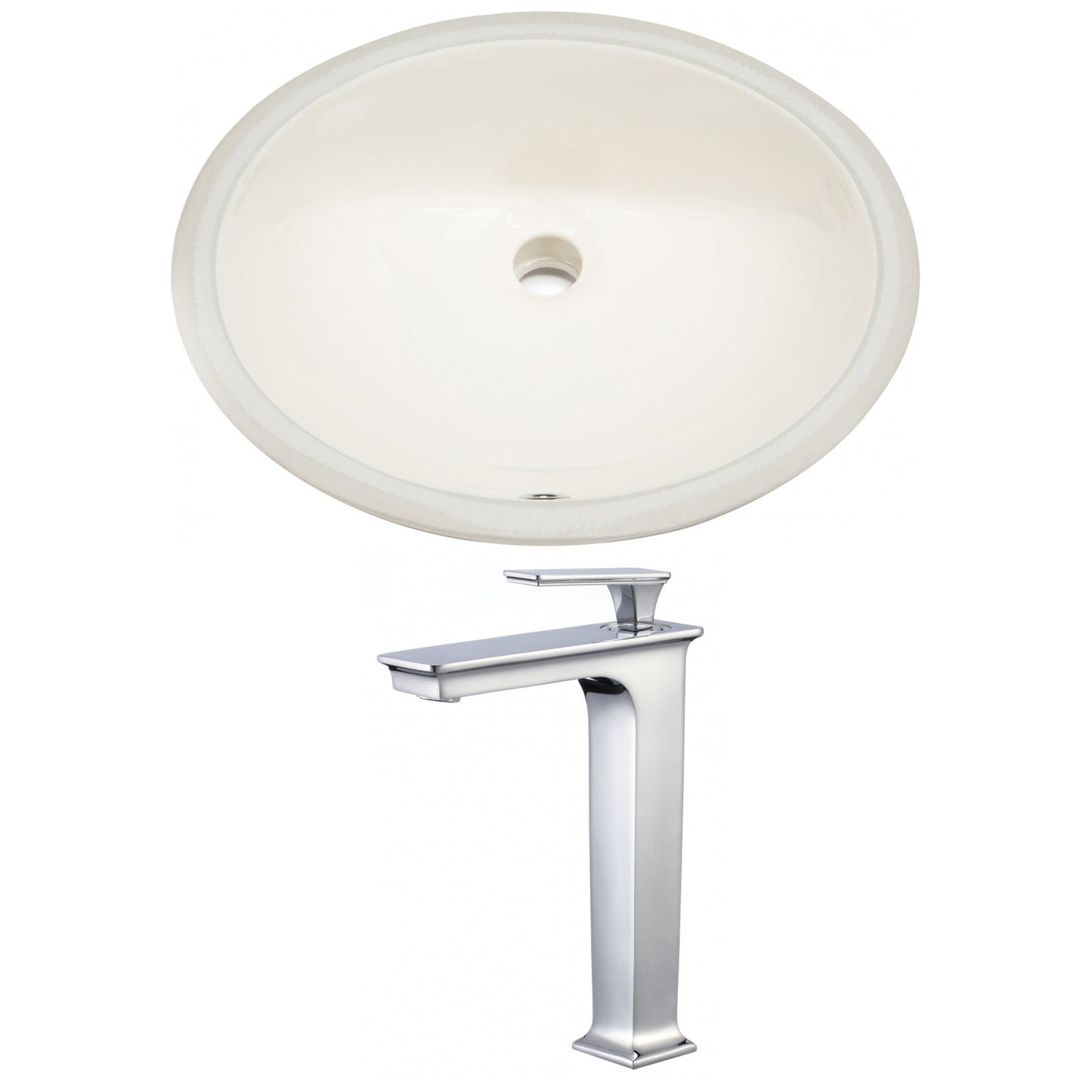 American Imaginations AI-22714 20" Biscuit Oval Ceramic Undermount Bathroom Sink Set