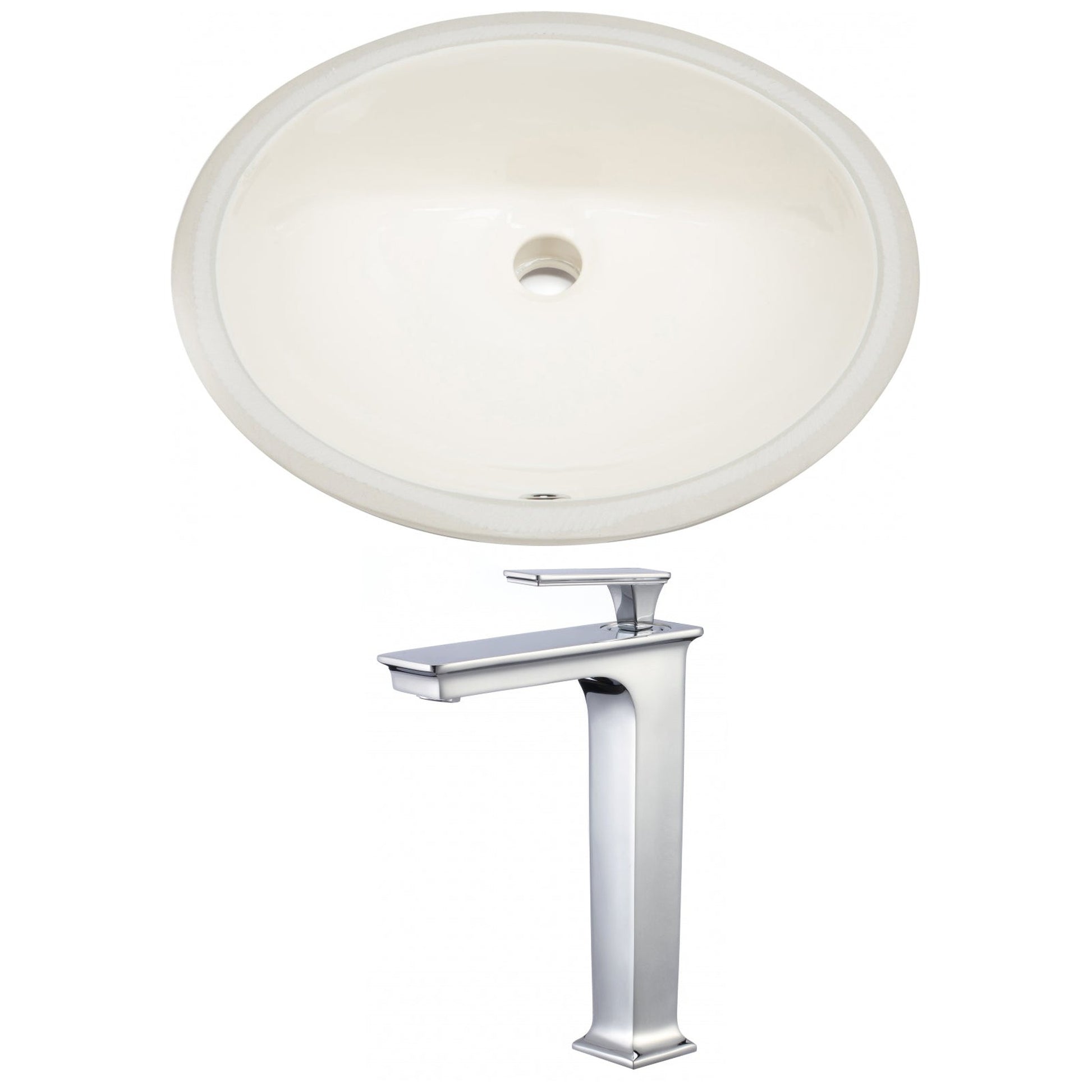 American Imaginations AI-22714 20" Biscuit Oval Ceramic Undermount Bathroom Sink Set