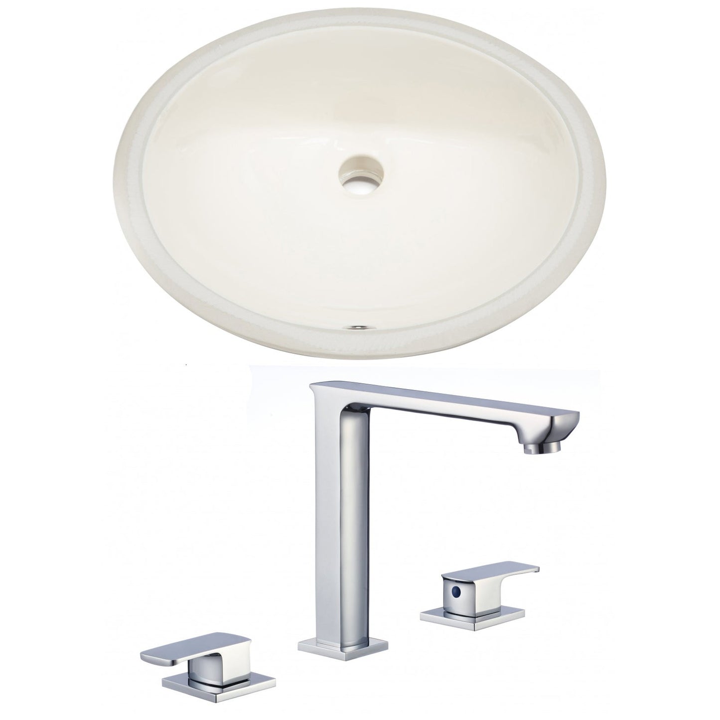 American Imaginations AI-22716 20" Biscuit Oval Ceramic Undermount Bathroom Sink Set