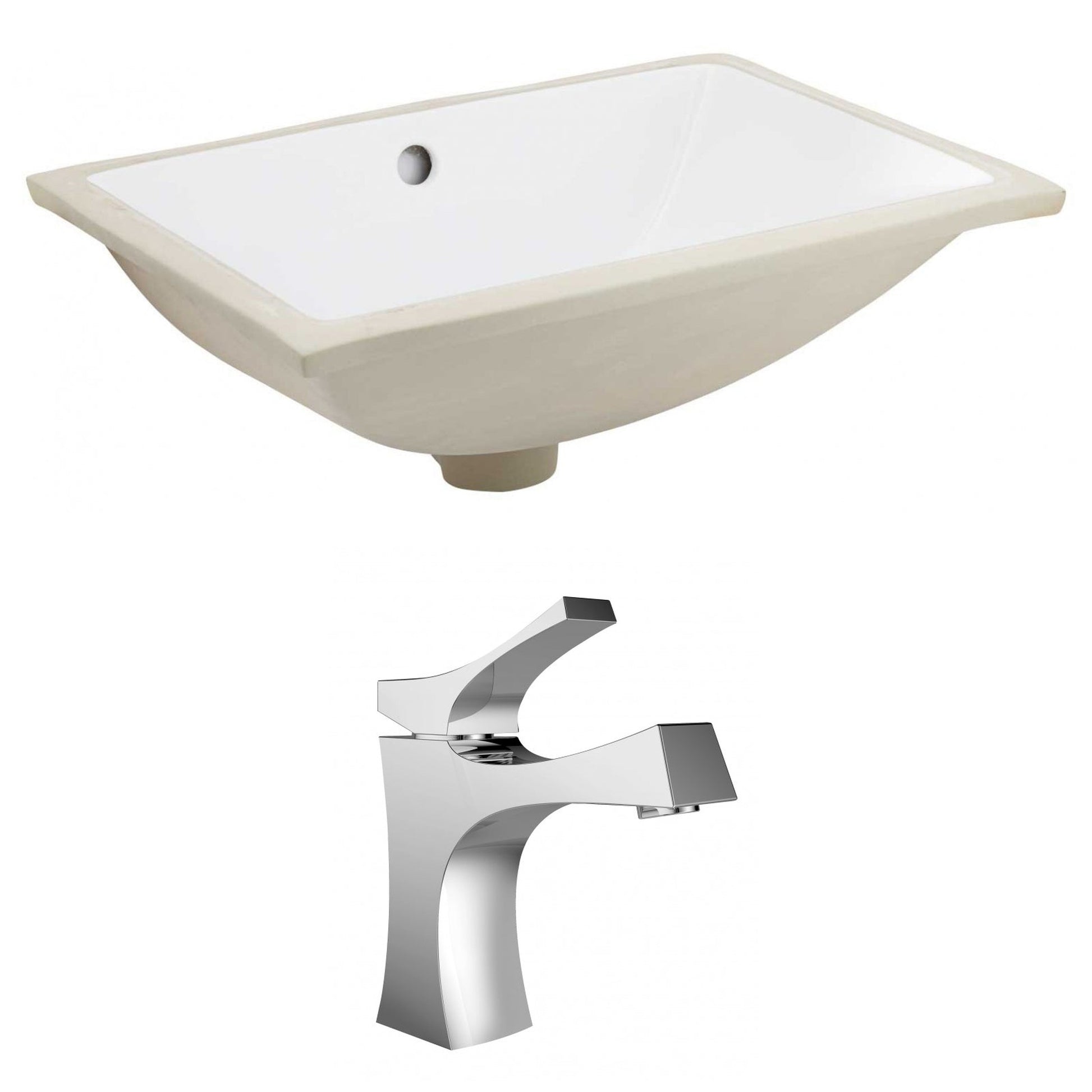 American Imaginations AI-22717 21" White Rectangular Ceramic Undermount Bathroom Sink Set