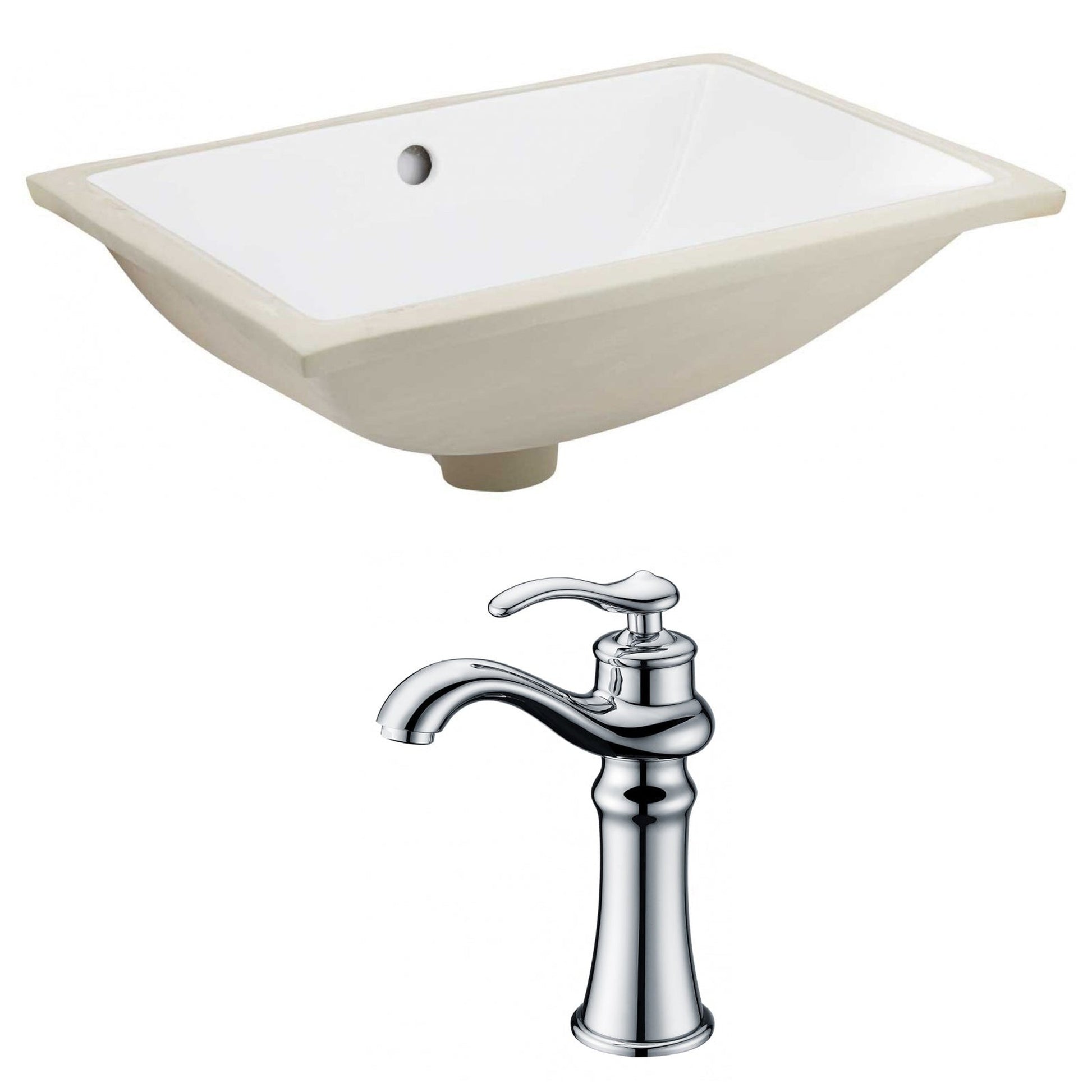 American Imaginations AI-22720 21" White Rectangular Ceramic Undermount Bathroom Sink Set