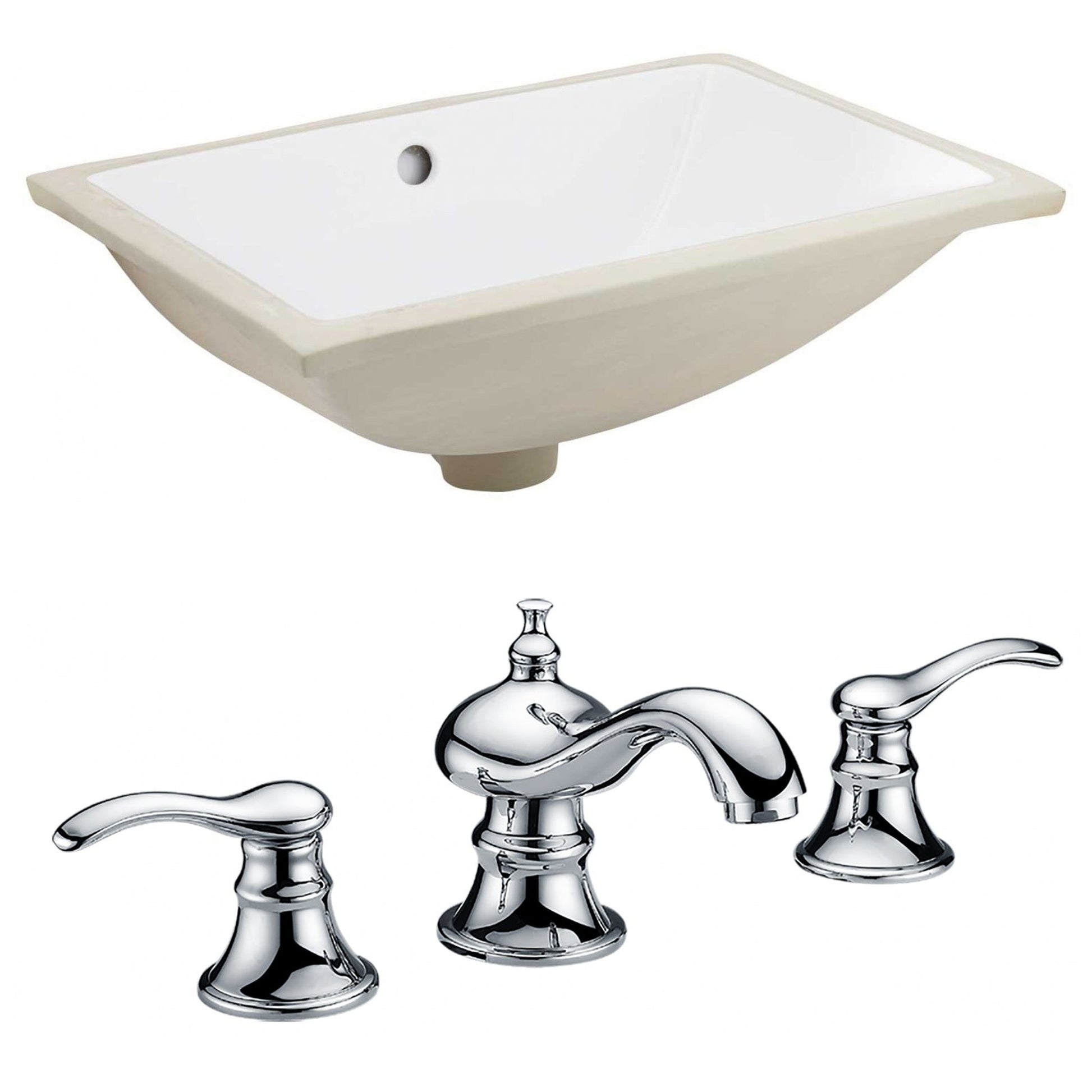 American Imaginations AI-22721 21" White Rectangular Ceramic Undermount Bathroom Sink Set