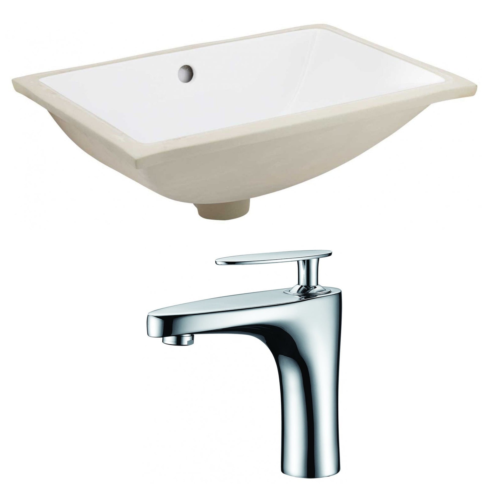 American Imaginations AI-22722 21" White Rectangular Ceramic Undermount Bathroom Sink Set