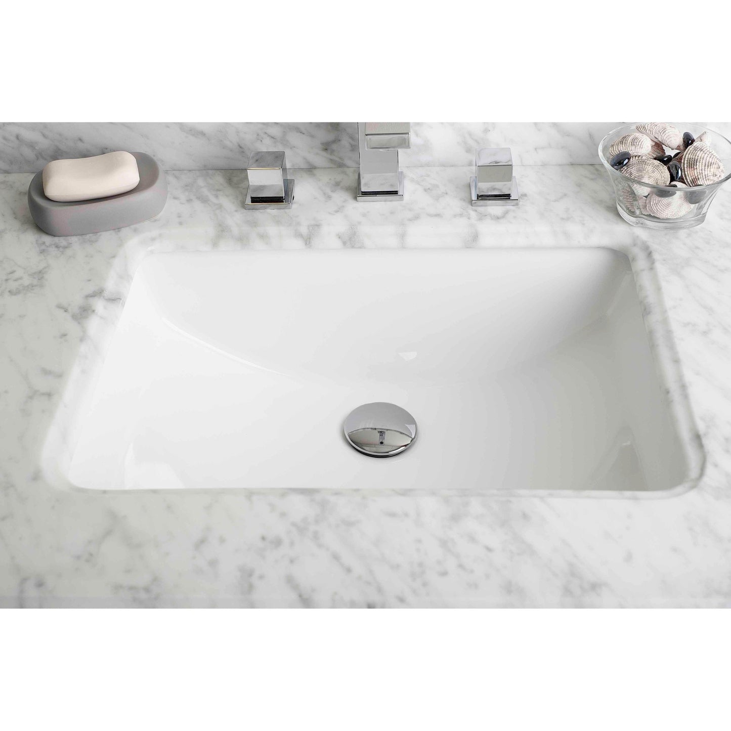 American Imaginations AI-22729 21" White Rectangular Ceramic Undermount Bathroom Sink Set