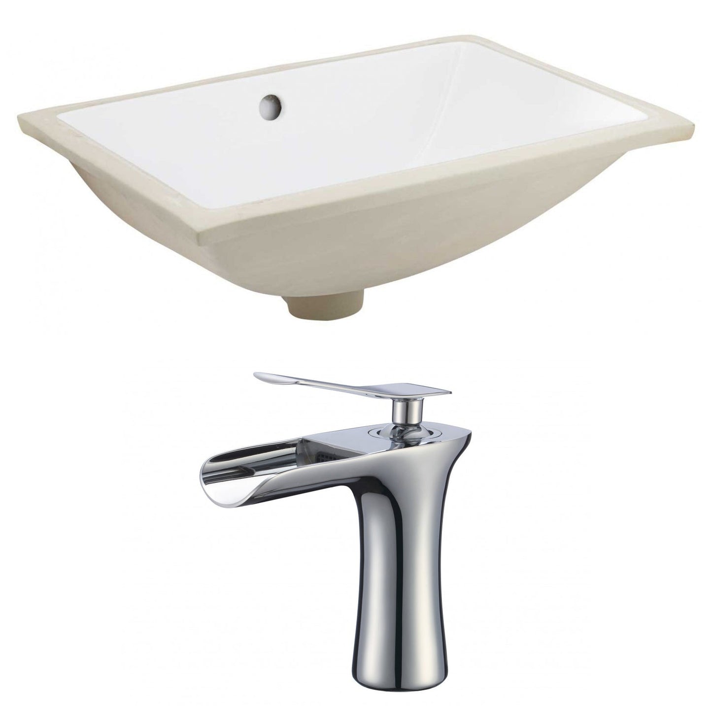 American Imaginations AI-22733 21" White Rectangular Ceramic Undermount Bathroom Sink Set