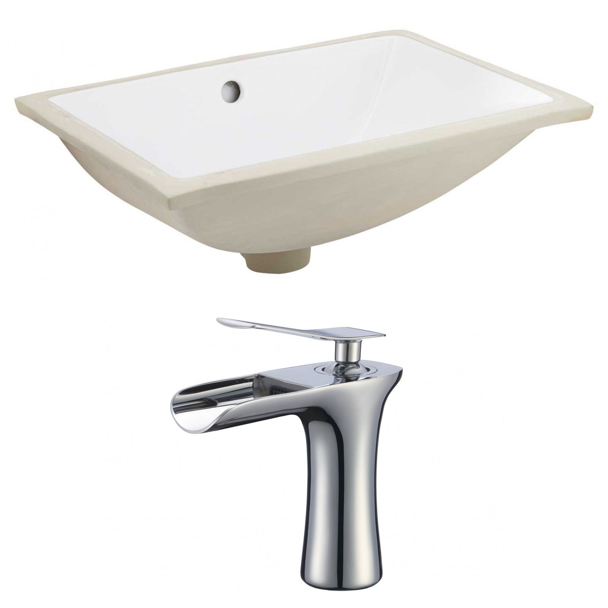 American Imaginations AI-22733 21" White Rectangular Ceramic Undermount Bathroom Sink Set