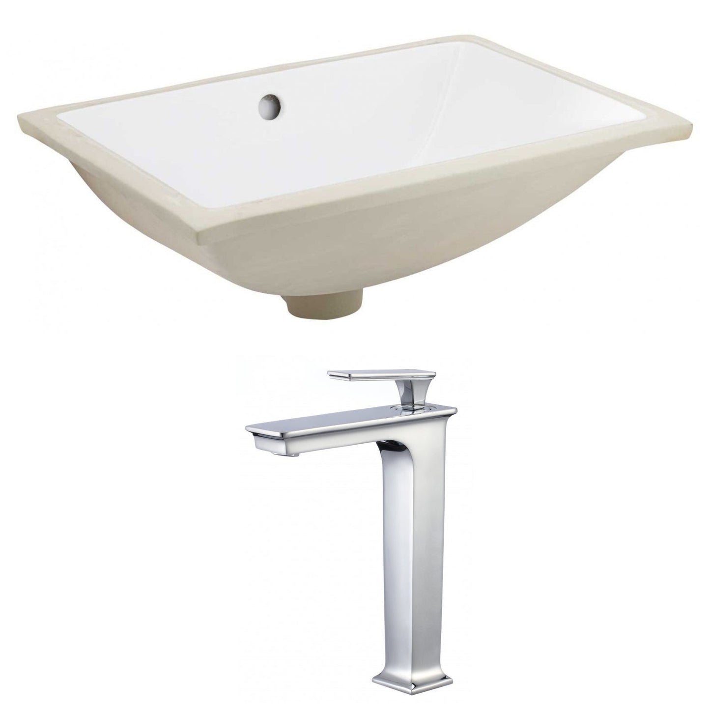 American Imaginations AI-22736 21" White Rectangular Ceramic Undermount Bathroom Sink Set
