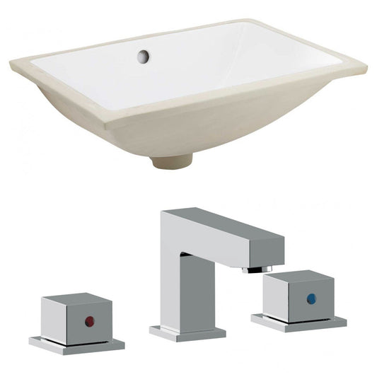 American Imaginations AI-22737 21" White Rectangular Ceramic Undermount Bathroom Sink Set