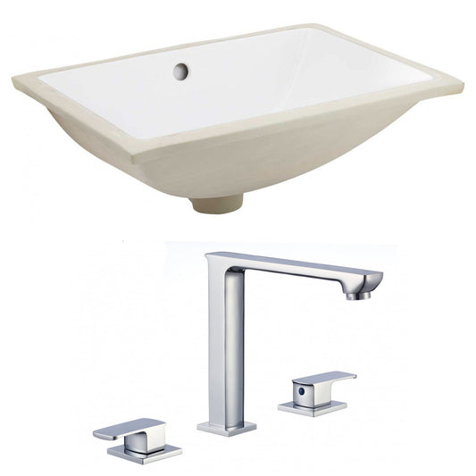 American Imaginations AI-22738 21" White Rectangular Ceramic Undermount Bathroom Sink Set