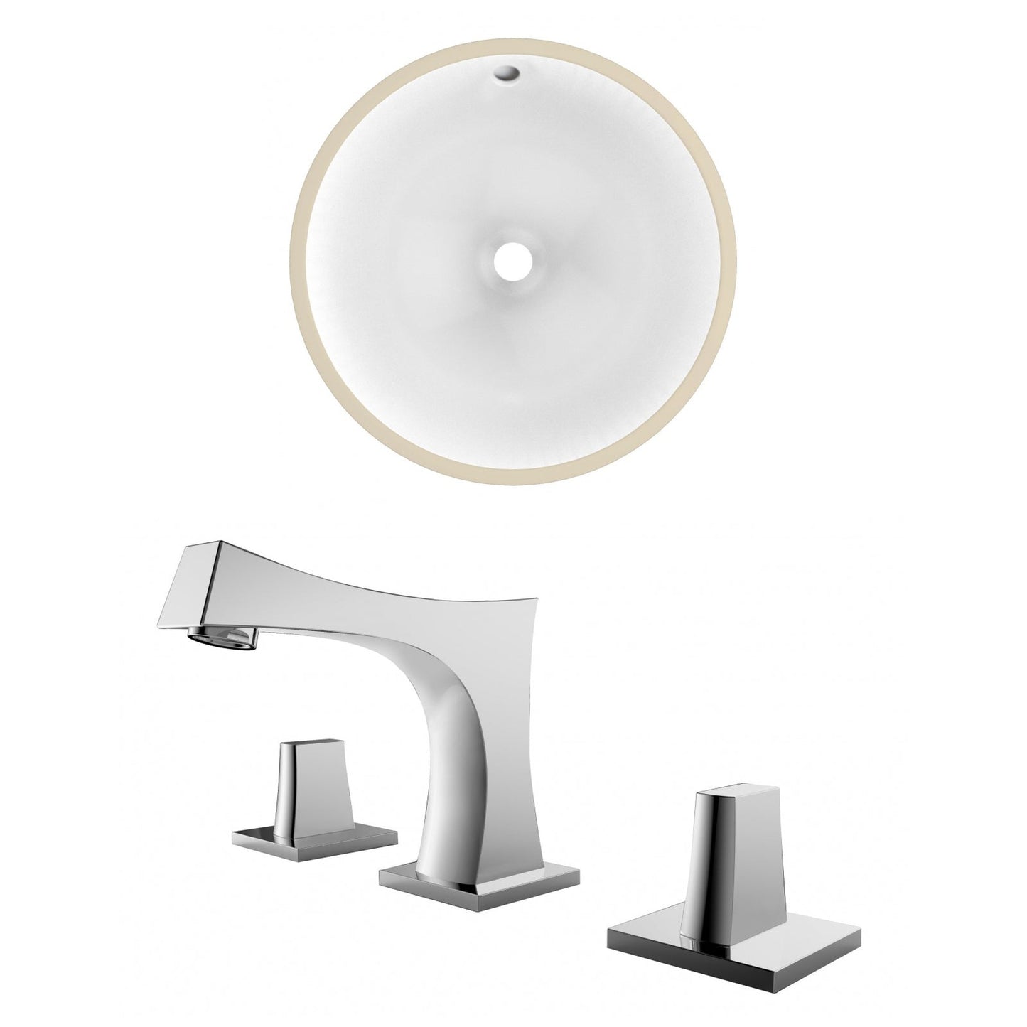 American Imaginations AI-22740 17" White Round Ceramic Undermount Bathroom Sink Set