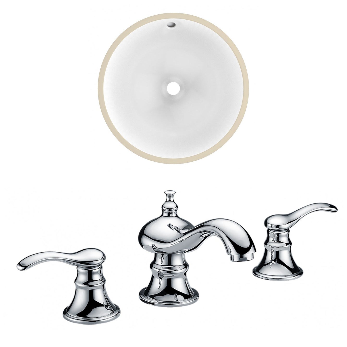 American Imaginations AI-22743 17" White Round Ceramic Undermount Bathroom Sink Set