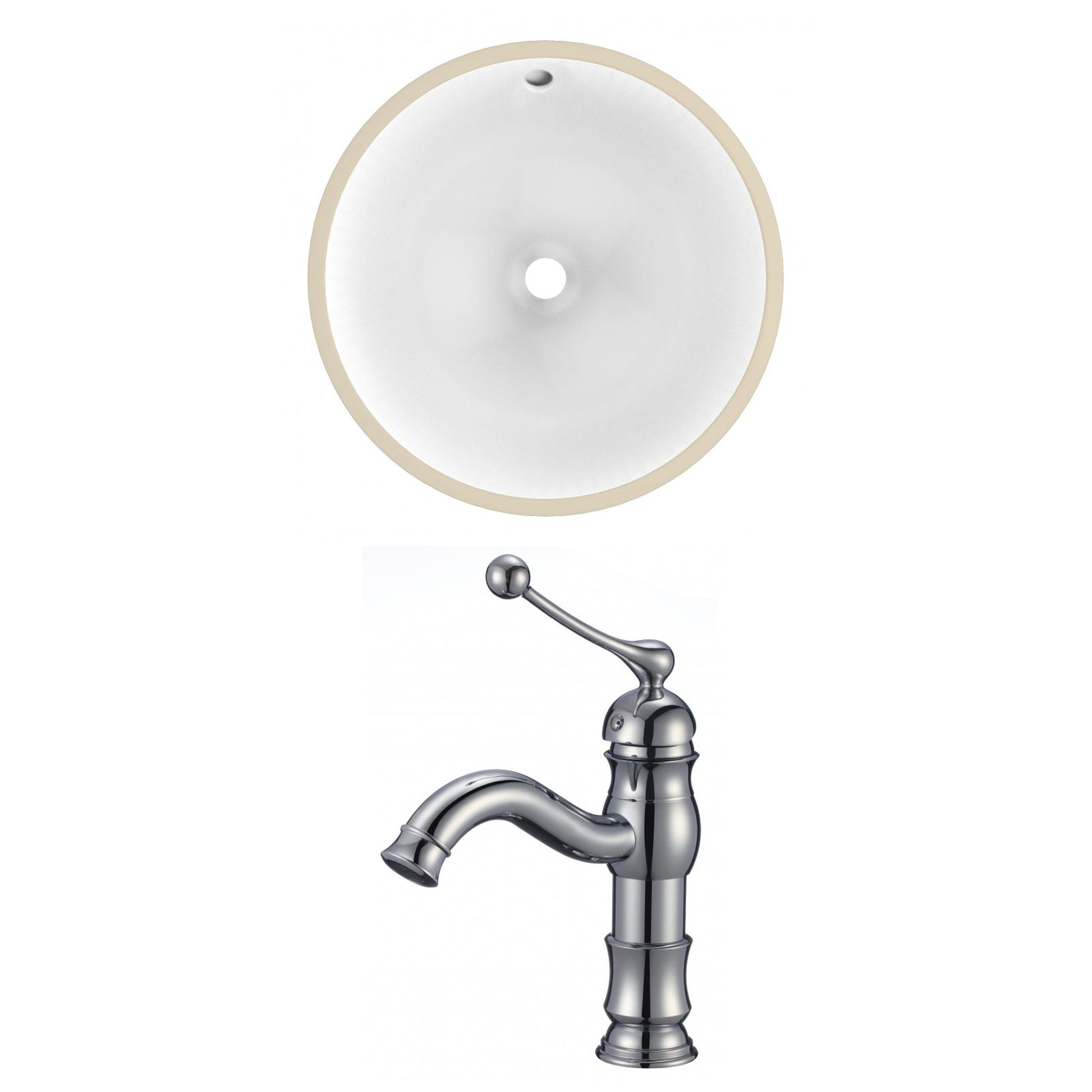 American Imaginations AI-22751 17" White Round Ceramic Undermount Bathroom Sink Set