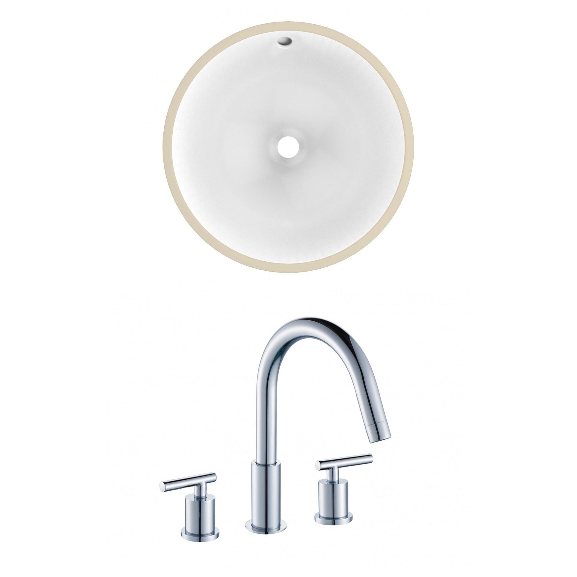 American Imaginations AI-22754 17" White Round Ceramic Undermount Bathroom Sink Set