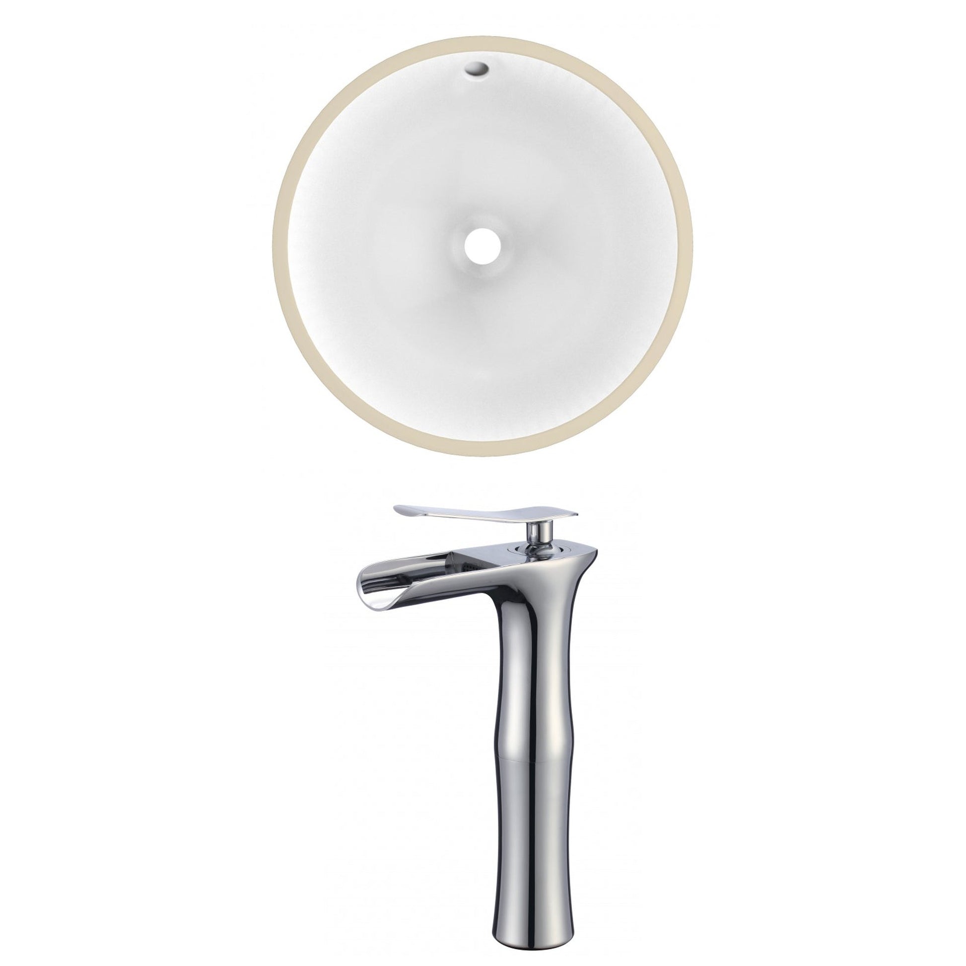 American Imaginations AI-22756 17" White Round Ceramic Undermount Bathroom Sink Set