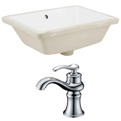 American Imaginations AI-22763 18" White Rectangular Ceramic Undermount Bathroom Sink Set