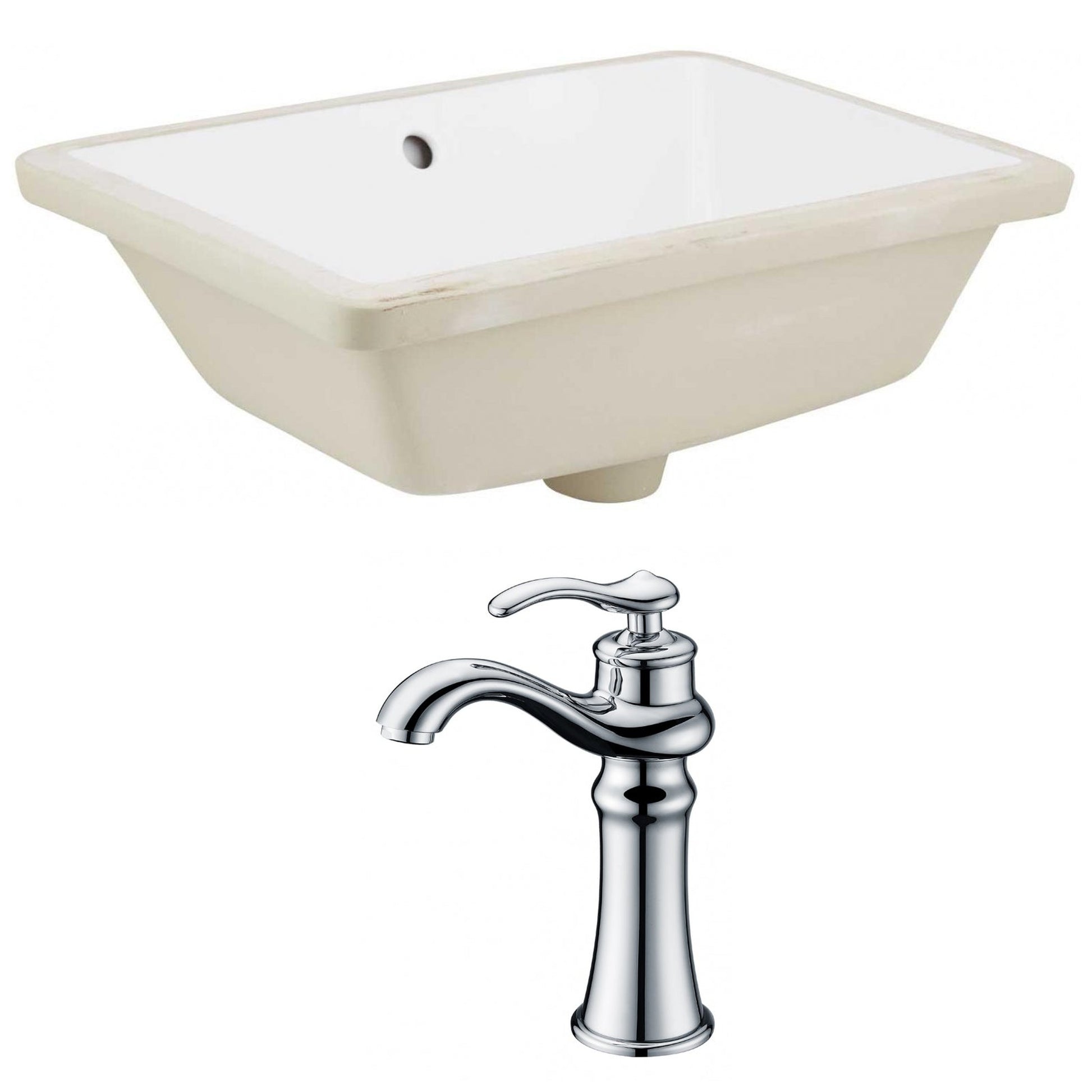 American Imaginations AI-22764 18" White Rectangular Ceramic Undermount Bathroom Sink Set