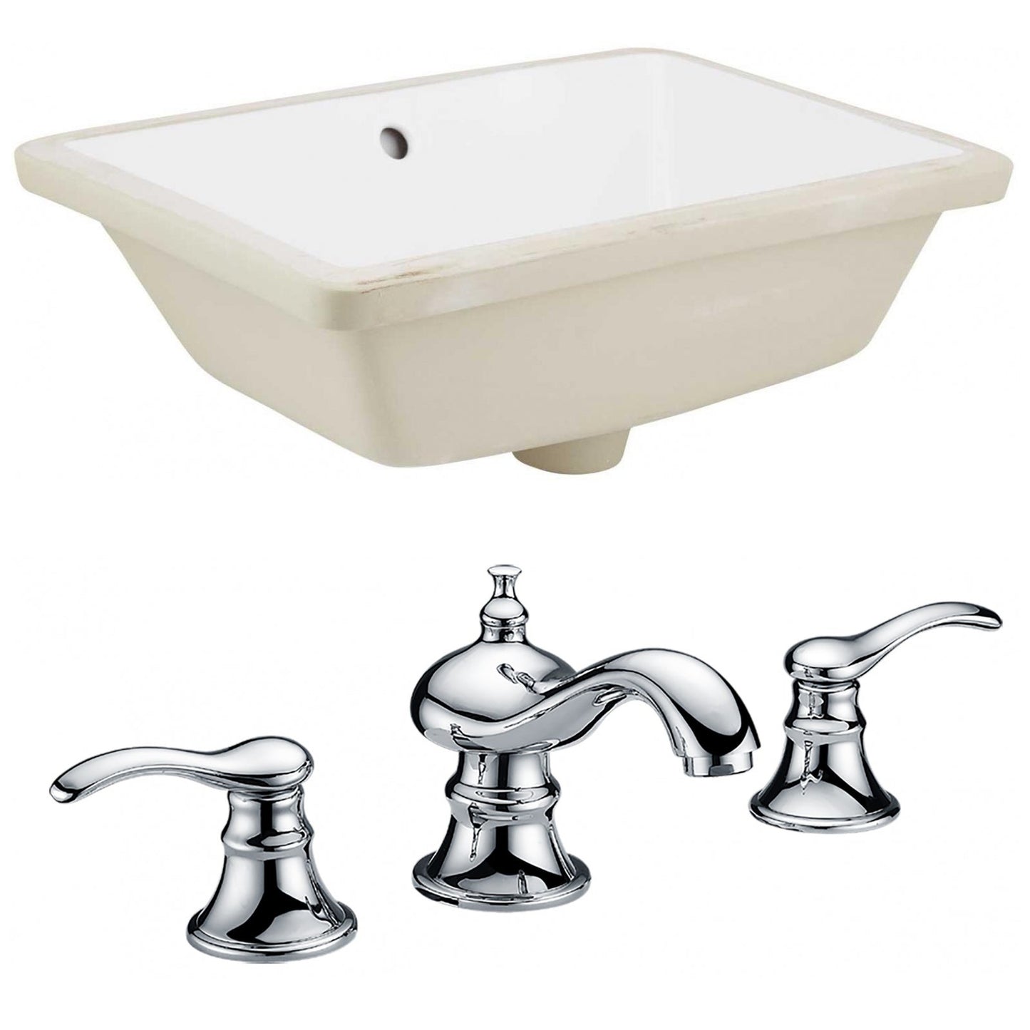 American Imaginations AI-22765 18" White Rectangular Ceramic Undermount Bathroom Sink Set