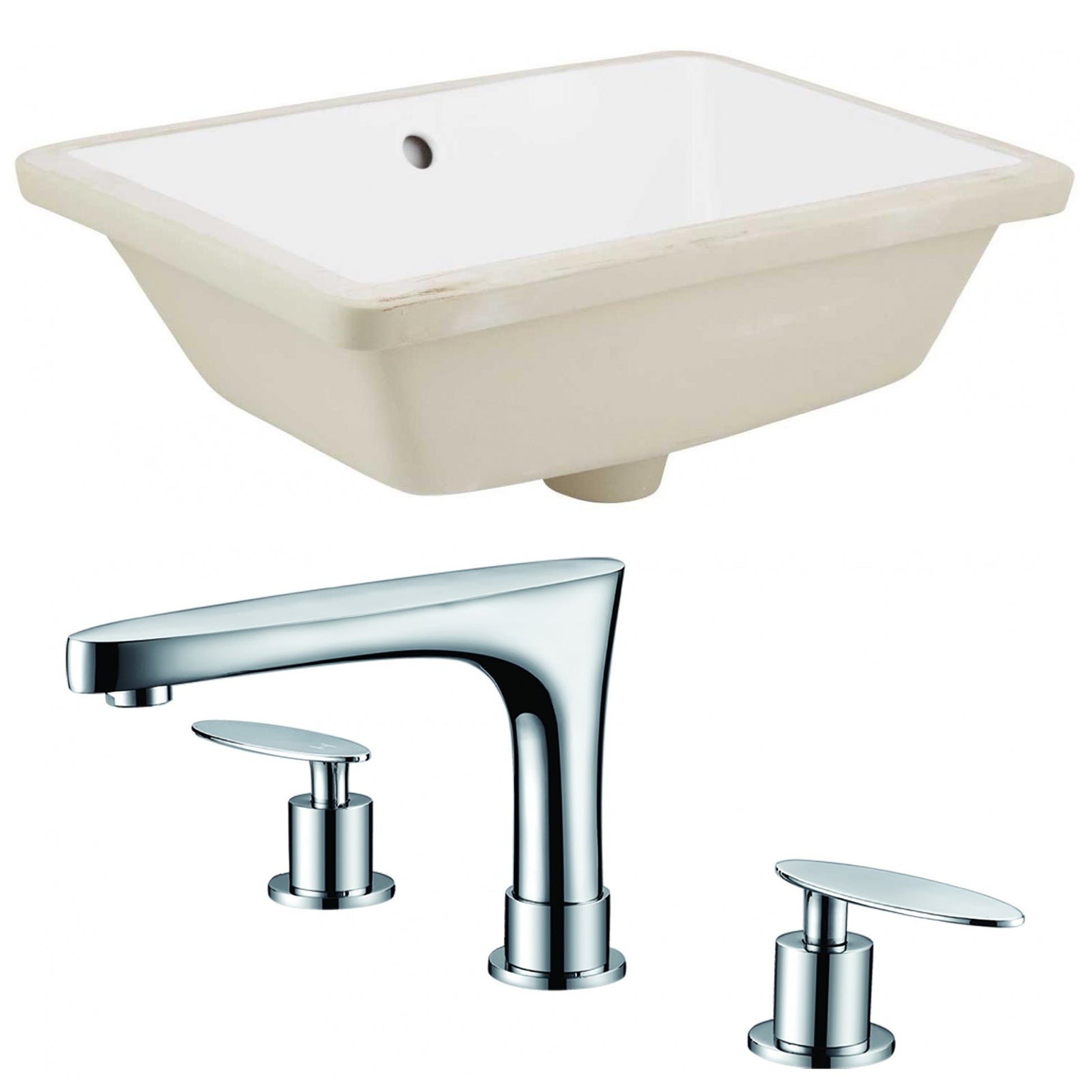 American Imaginations AI-22767 18" White Rectangular Ceramic Undermount Bathroom Sink Set