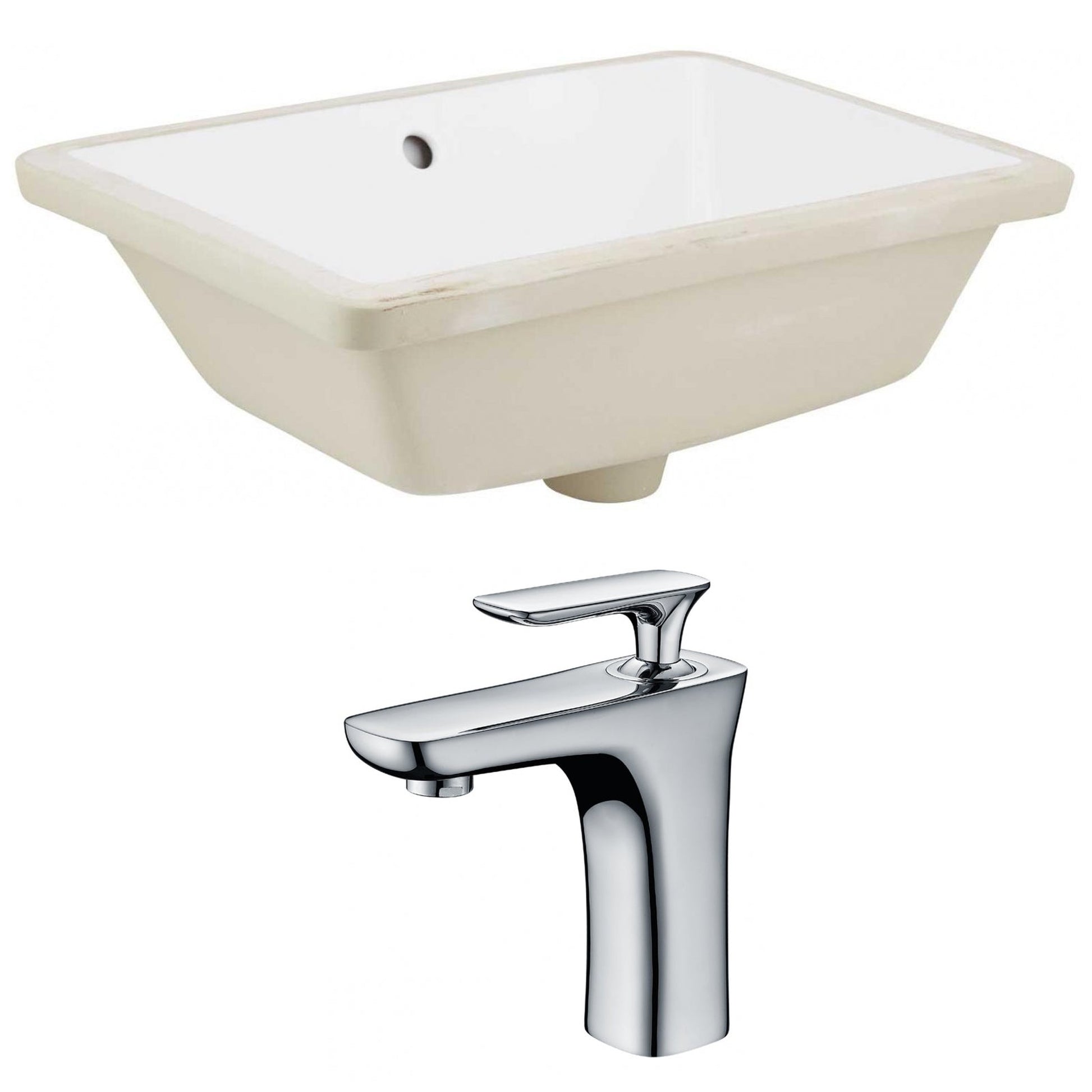 American Imaginations AI-22768 18" White Rectangular Ceramic Undermount Bathroom Sink Set