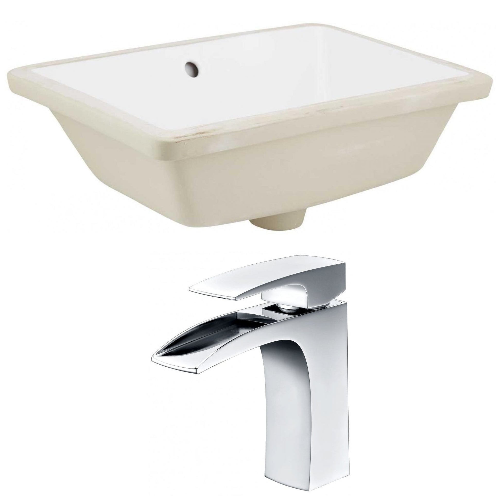 American Imaginations AI-22769 18" White Rectangular Ceramic Undermount Bathroom Sink Set