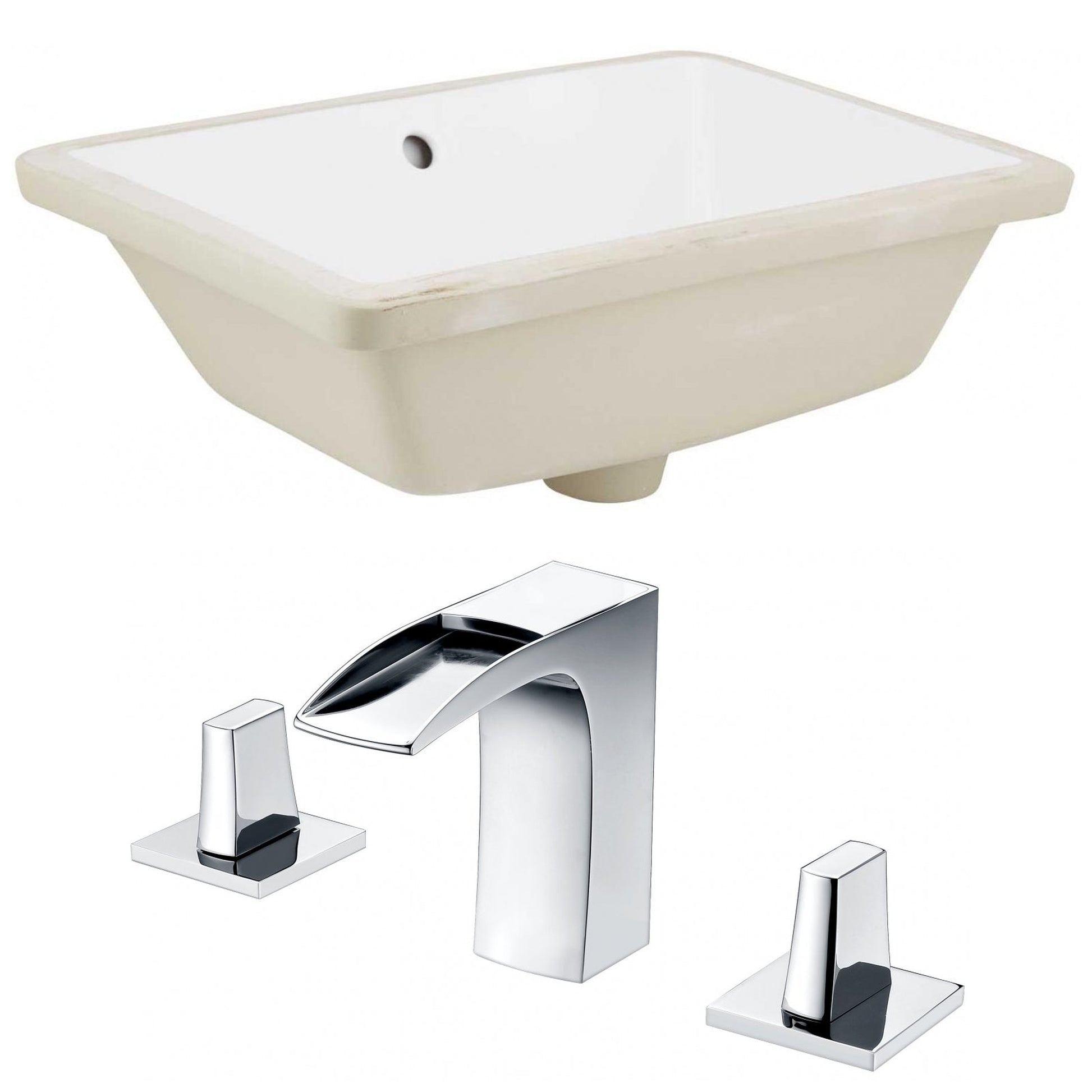 American Imaginations AI-22770 18" White Rectangular Ceramic Undermount Bathroom Sink Set