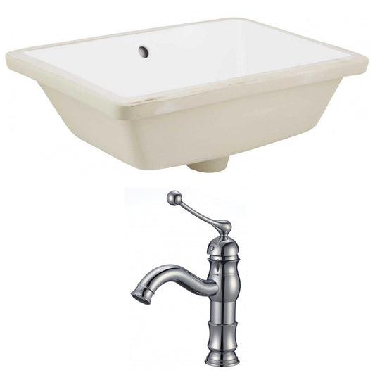 American Imaginations AI-22773 18" White Rectangular Ceramic Undermount Bathroom Sink Set