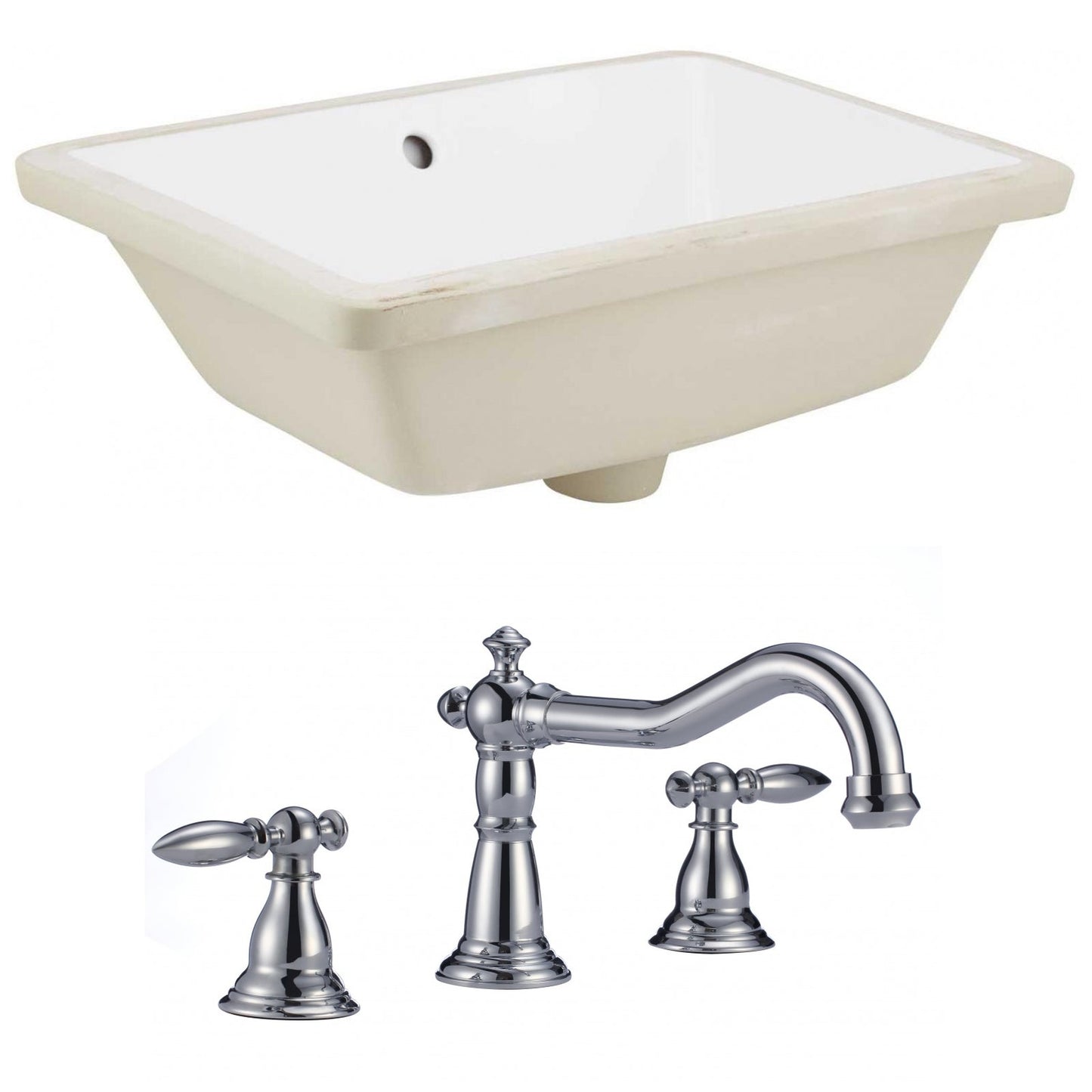 American Imaginations AI-22775 18" White Rectangular Ceramic Undermount Bathroom Sink Set